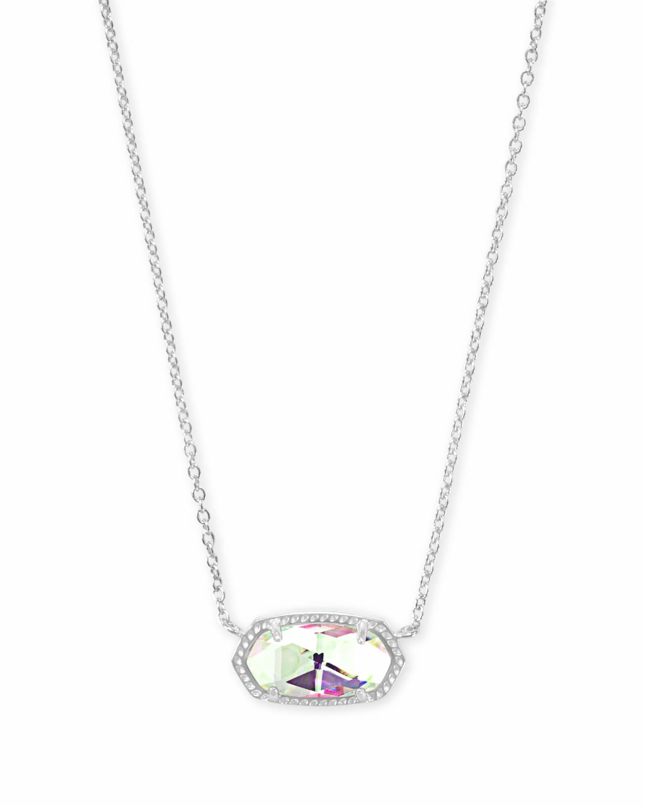 Elisa Silver Pendant Necklace in White Kyocera Opal