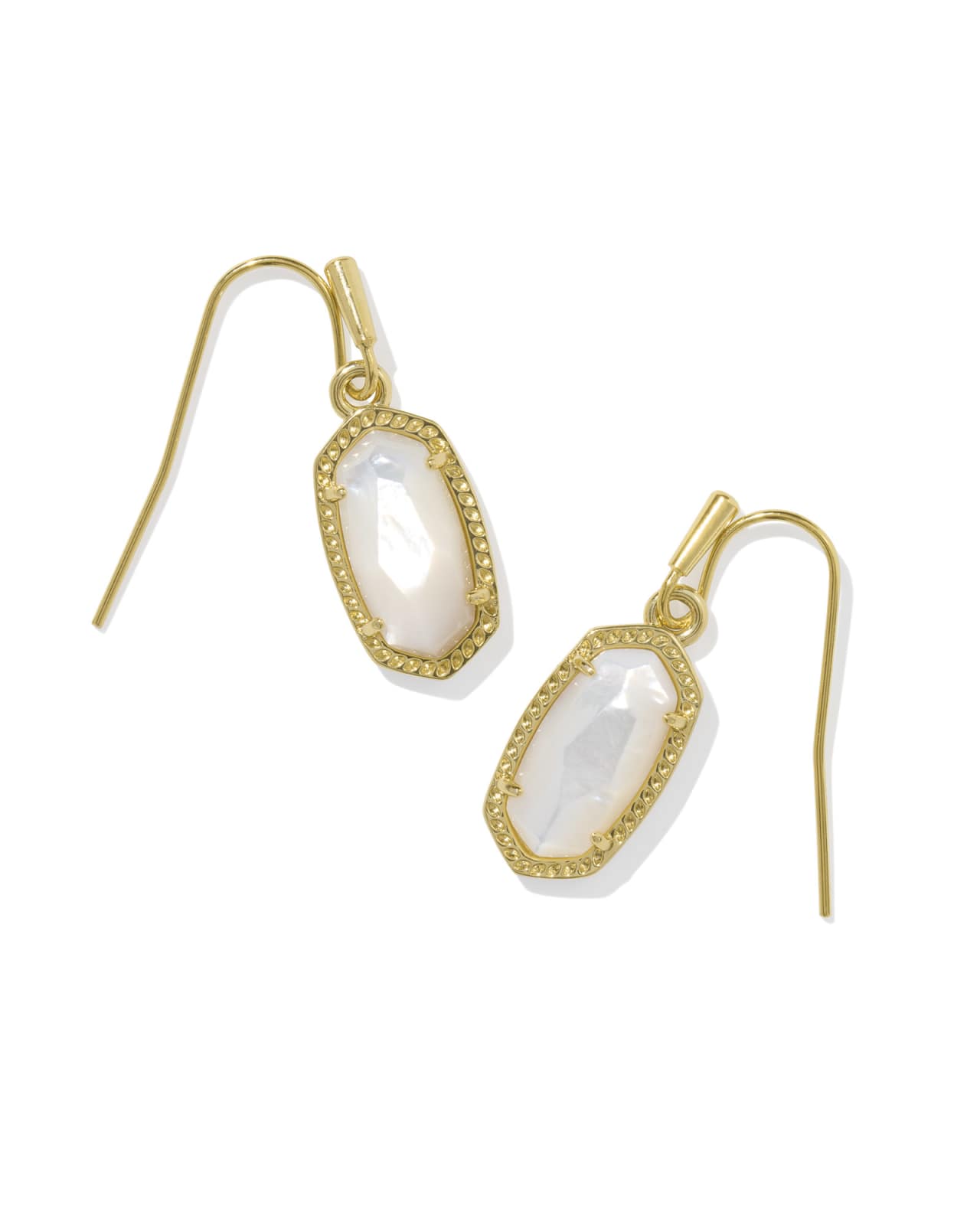 Lee Gold Drop Earrings in Ivory Mother-of-Pearl image number 0