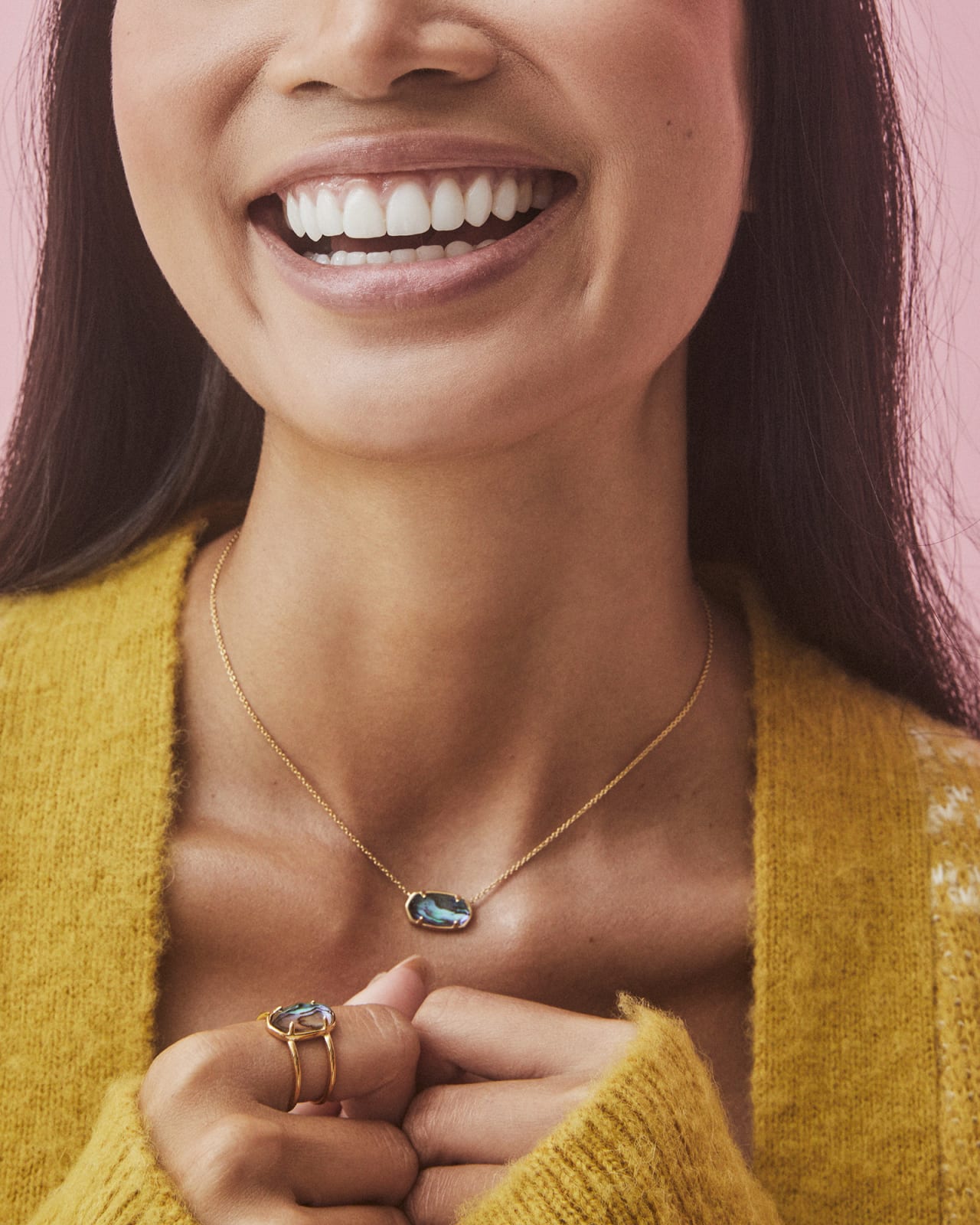 Elisa Gold Pearl Multi Strand Necklace in Teal Abalone | Kendra Scott