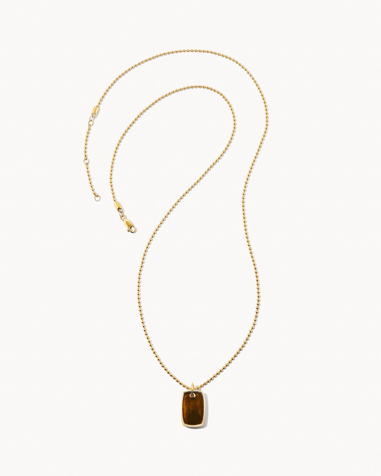 Dog Tag 18k Gold Vermeil Charm Necklace in Golden Obsidian