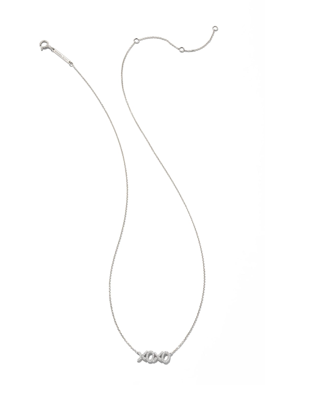 XO 14k White Gold Pendant Necklace in White Diamond | Kendra Scott