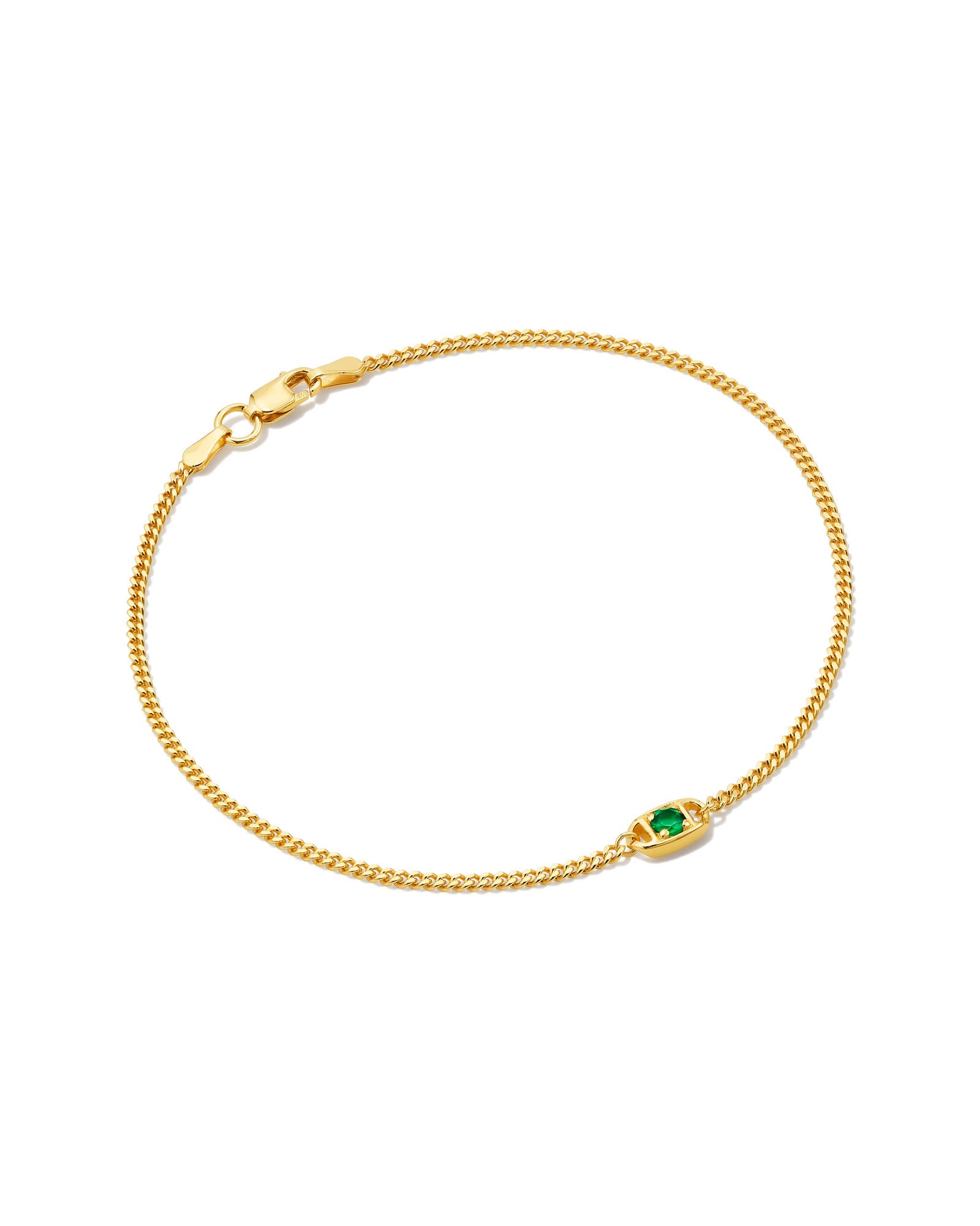 Curb Chain Bracelet with Emerald & Diamond