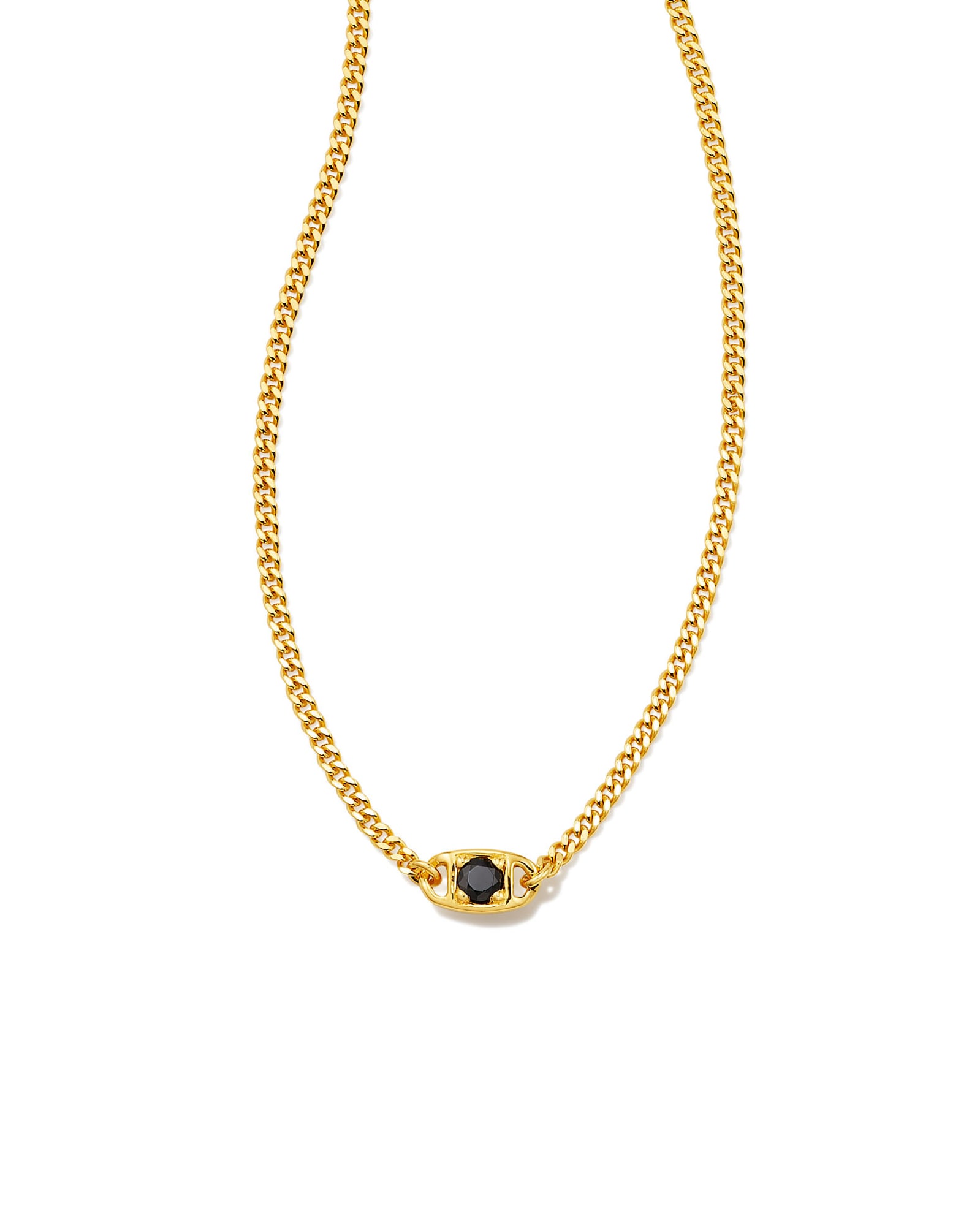 Delaney 18k Gold Vermeil Curb Chain Pendant Necklace in Black Spinel