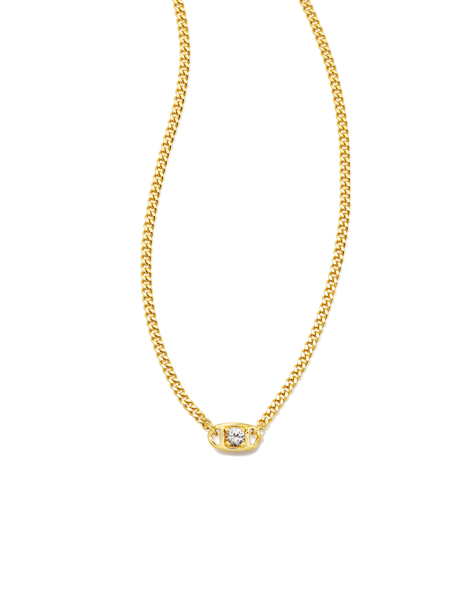 Delaney 18k Gold Vermeil Curb Chain Pendant Necklace in White Sapphire