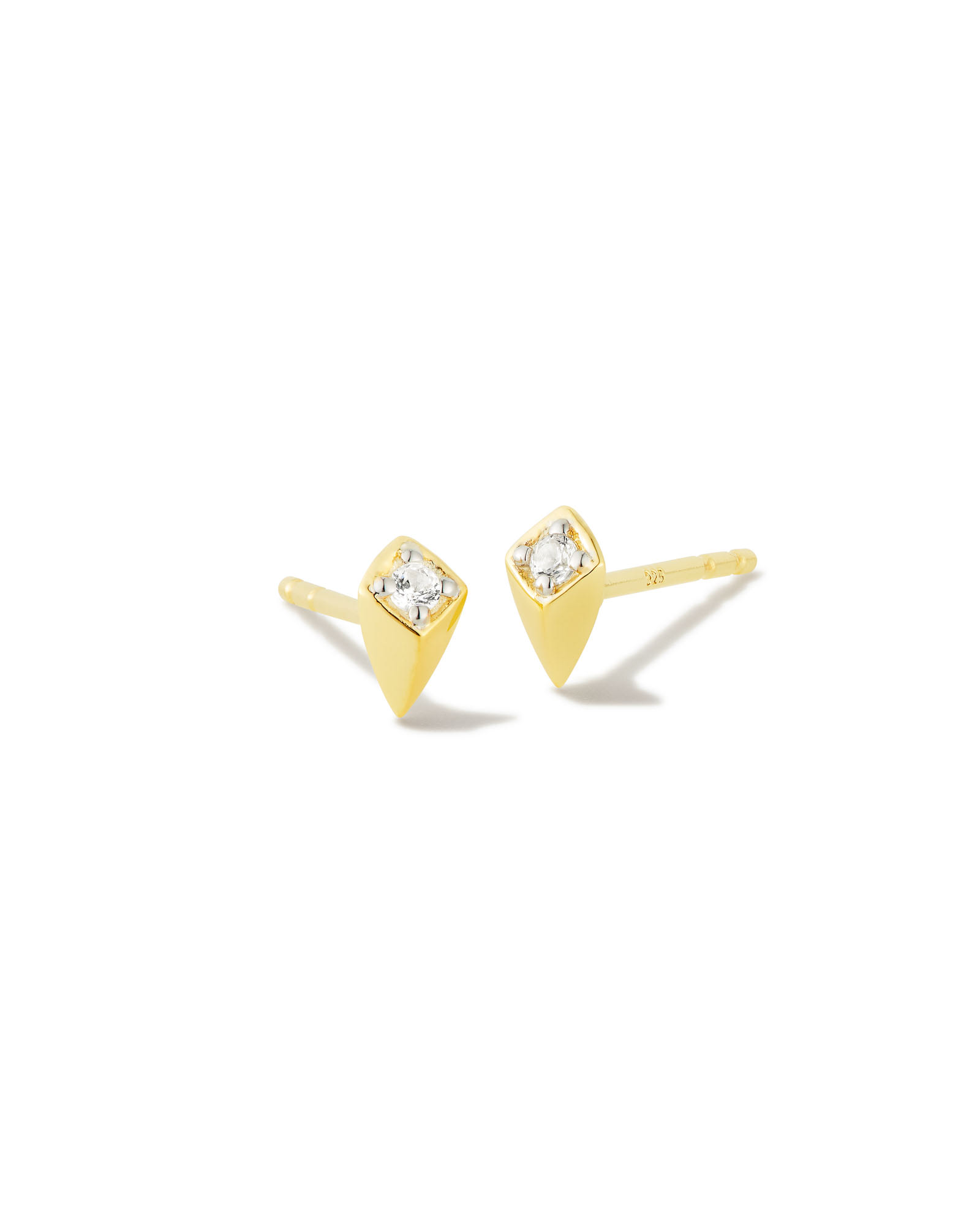 Kara 18k Gold Vermeil Convertible Stud Earrings in White Sapphire