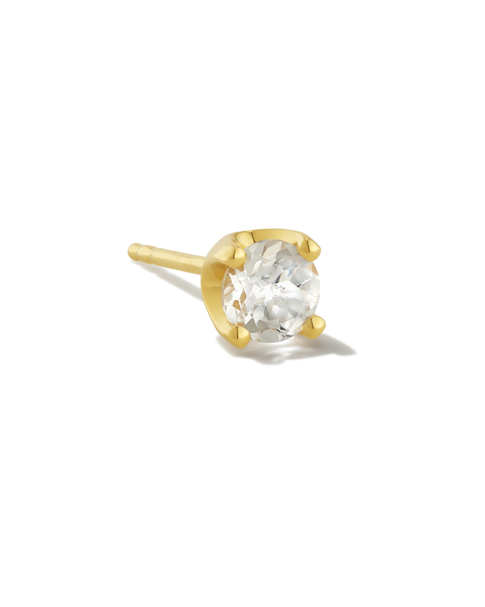 Topaz 18k Gold Vermeil Single Stud Earring in White Topaz