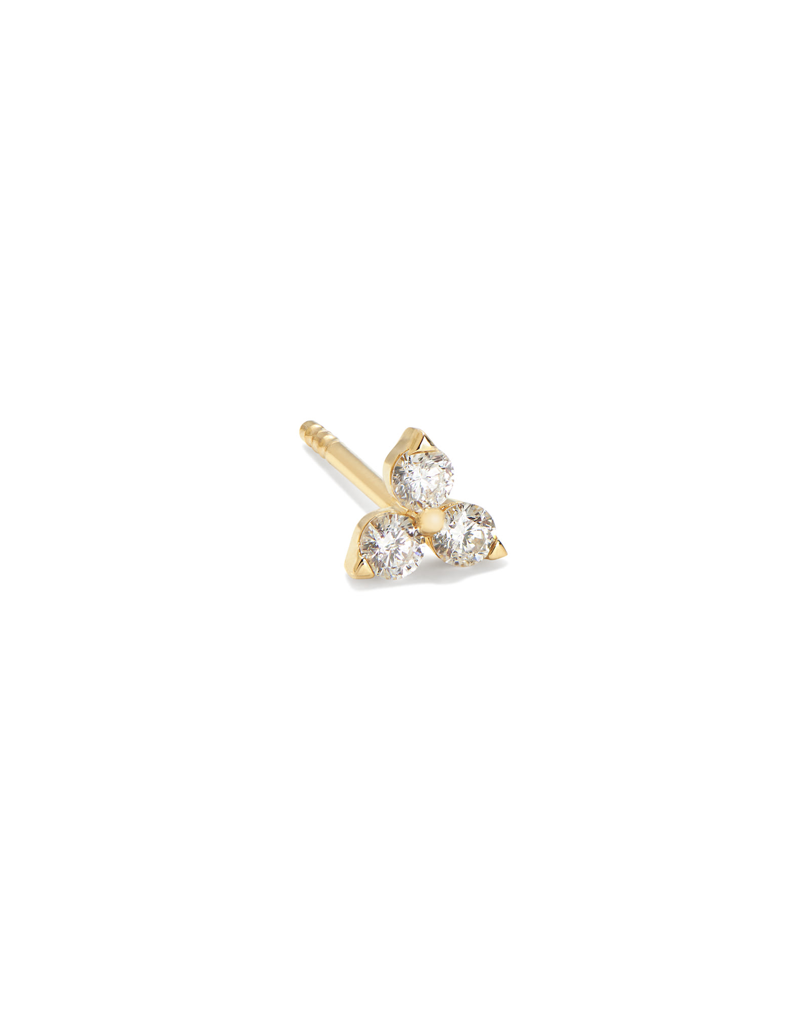 Liz 14k Yellow Gold Single Stud Earring in White Diamond