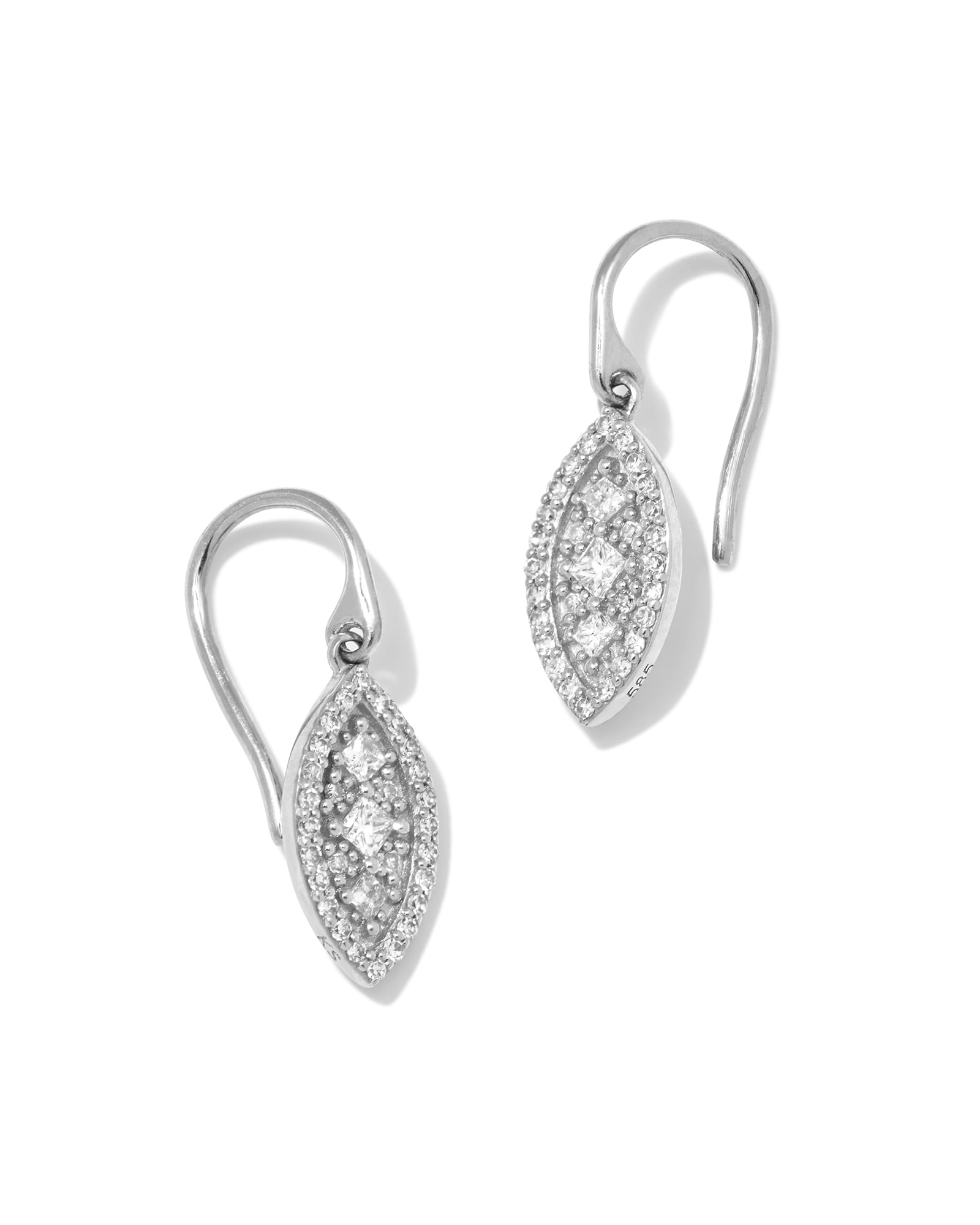 Vivianne 14k White Gold Drop Earrings in White Diamond