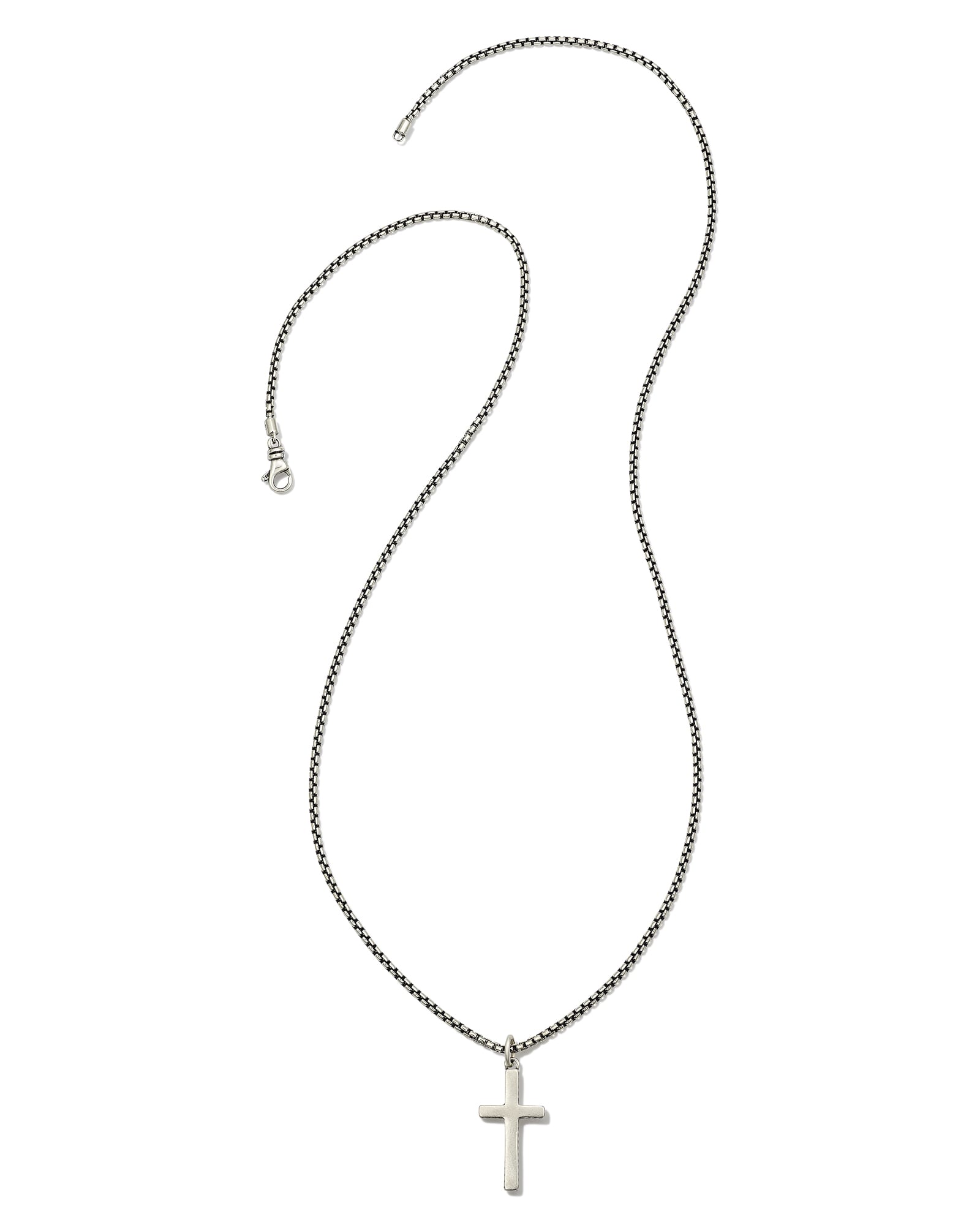 Beck 24 Thin Round Box Chain Necklace in Oxidized Sterling Silver