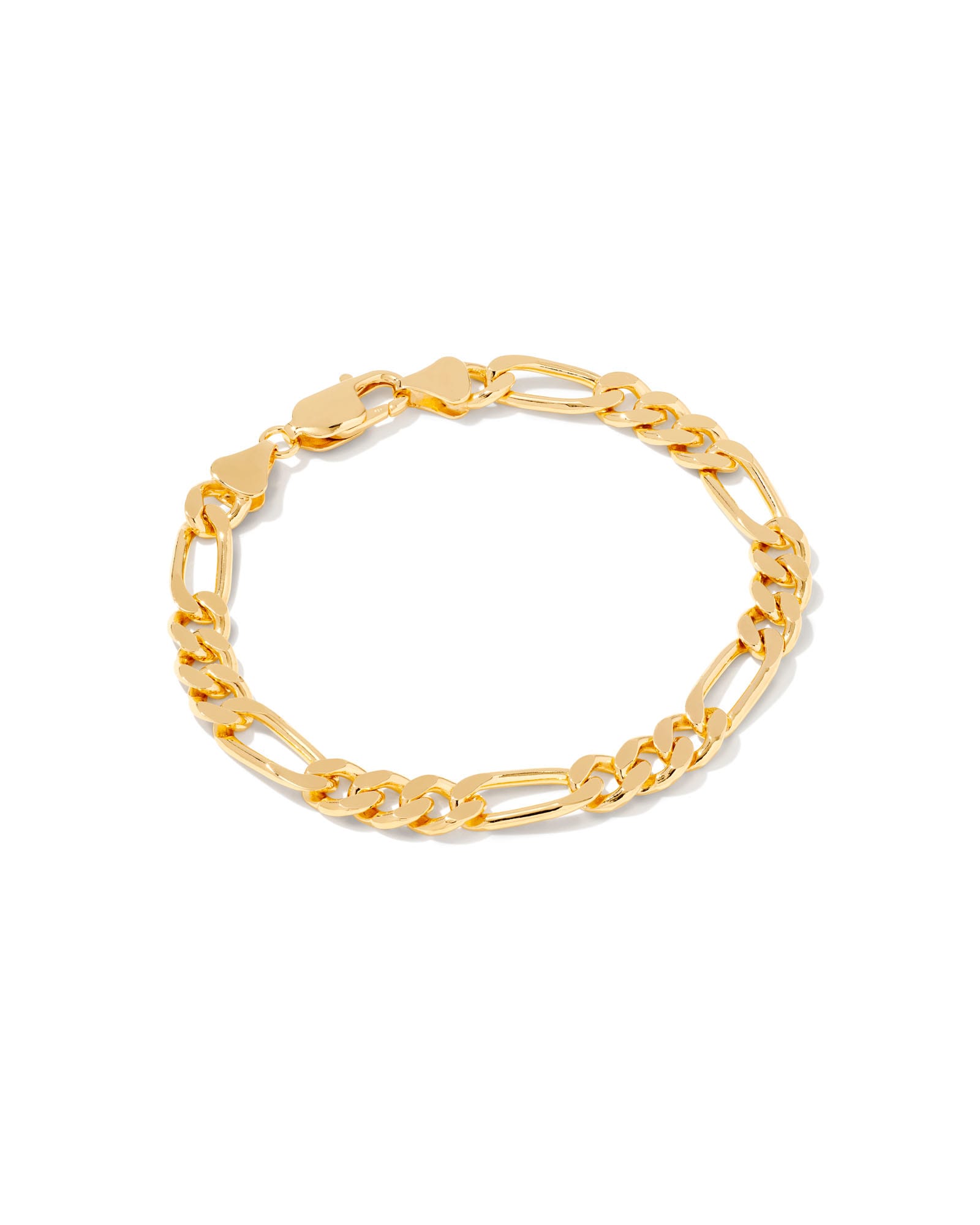 Men's 14k Yellow Gold Figaro Link Framed ID Bracelet