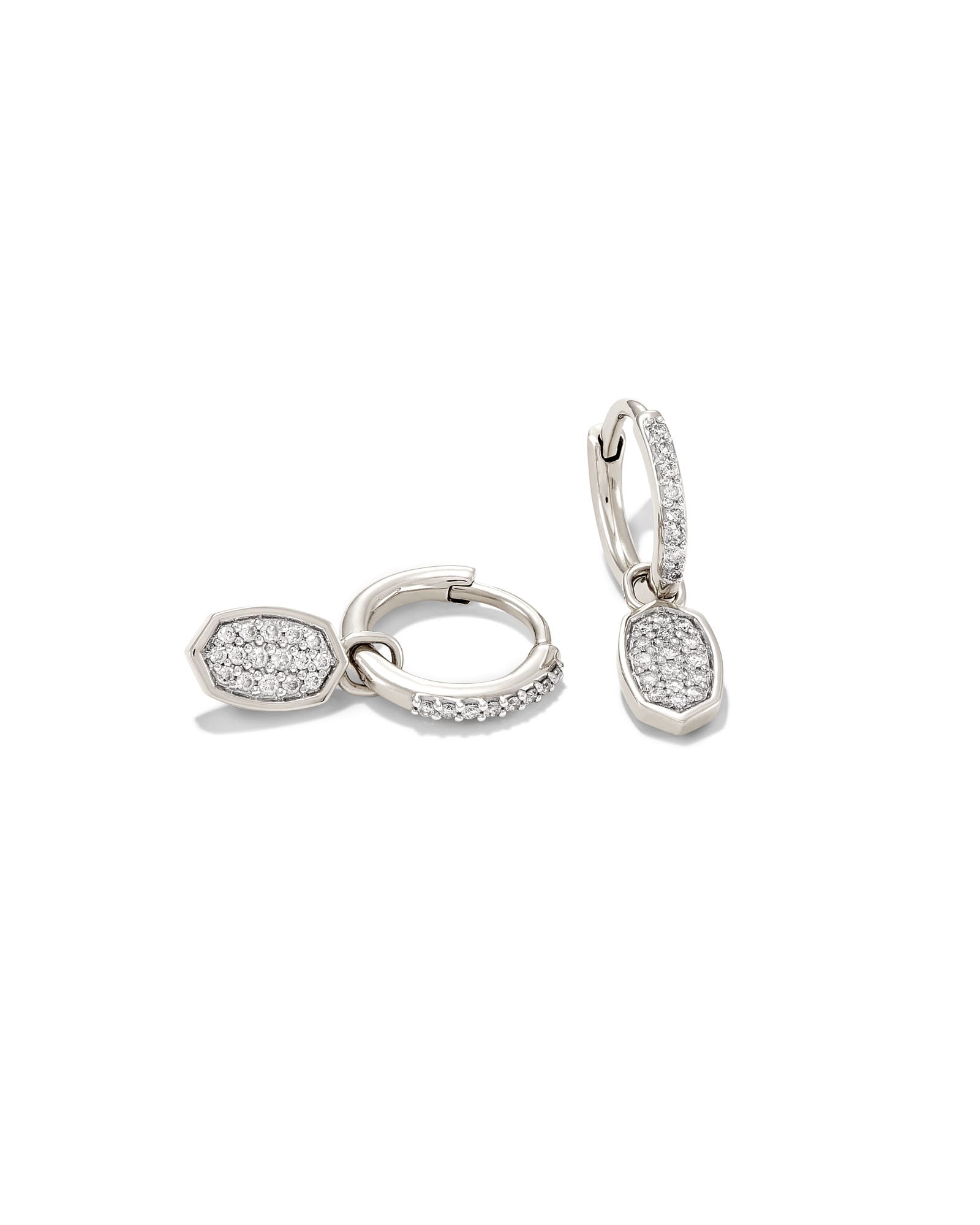 Marisa 14k White Gold Huggie Earrings in White Diamond image number 0.0