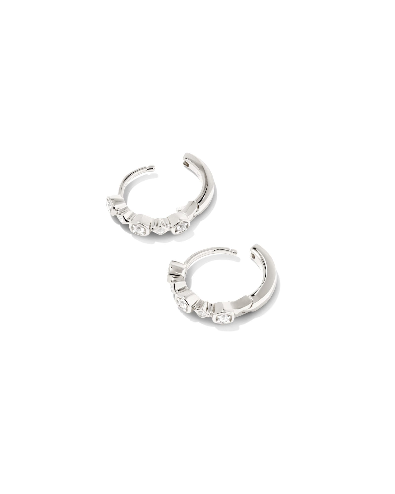 Davie Sterling Silver Trio Huggie Earrings in White Sapphire