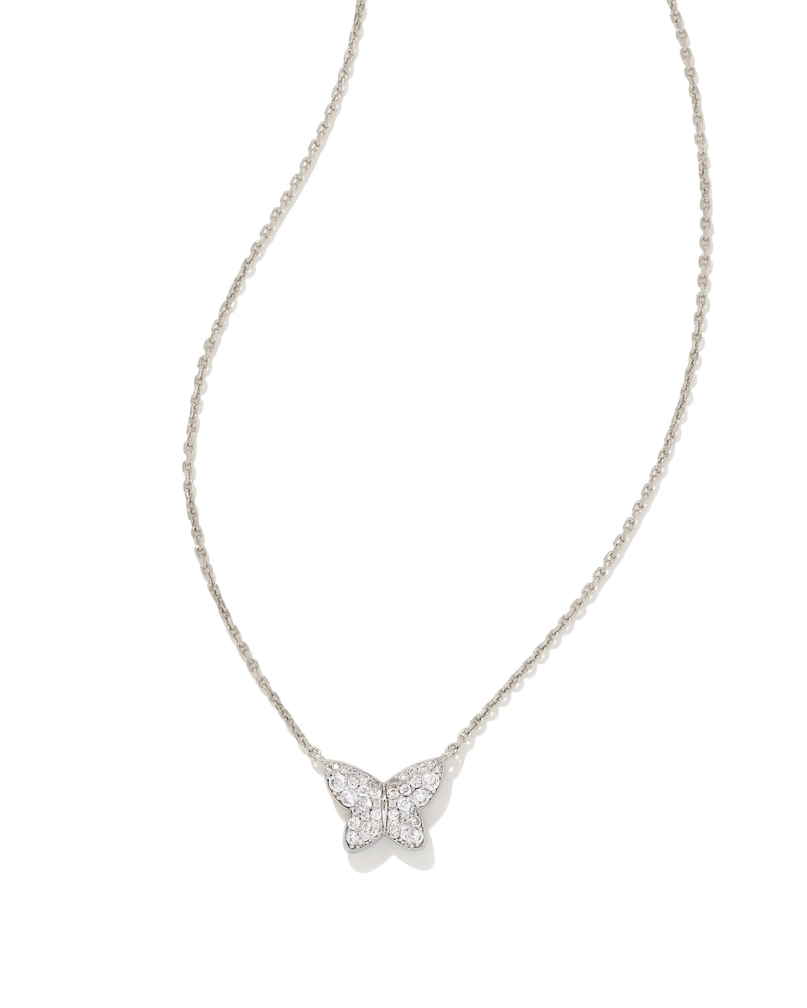 Lillia Crystal Butterfly Gold Strand Necklace in White Crystal