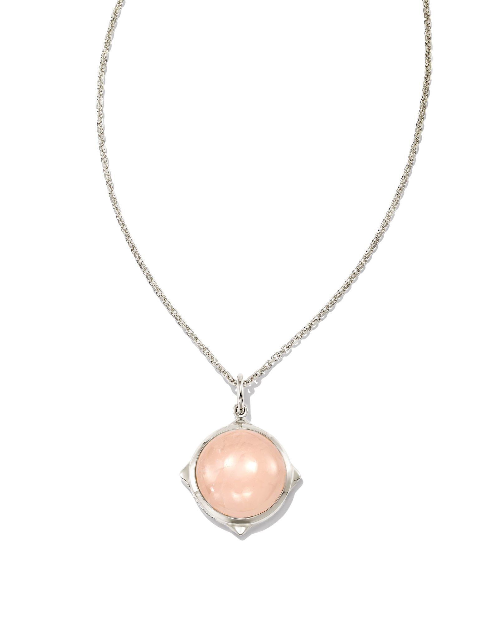 Matilda Sterling Silver Stone Charm Necklace in Rose Quartz