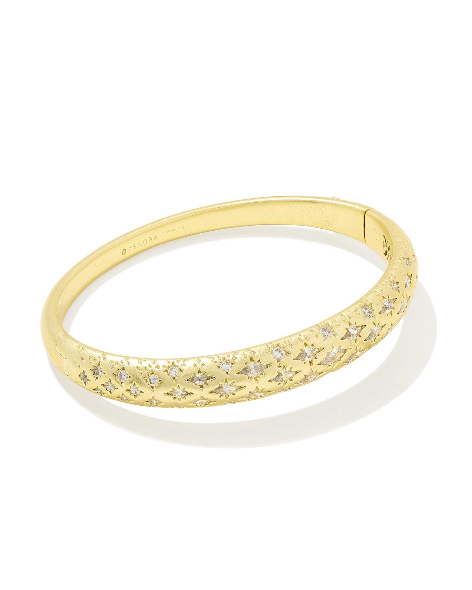 Holland Gold Bangle Bracelet in White CZ
