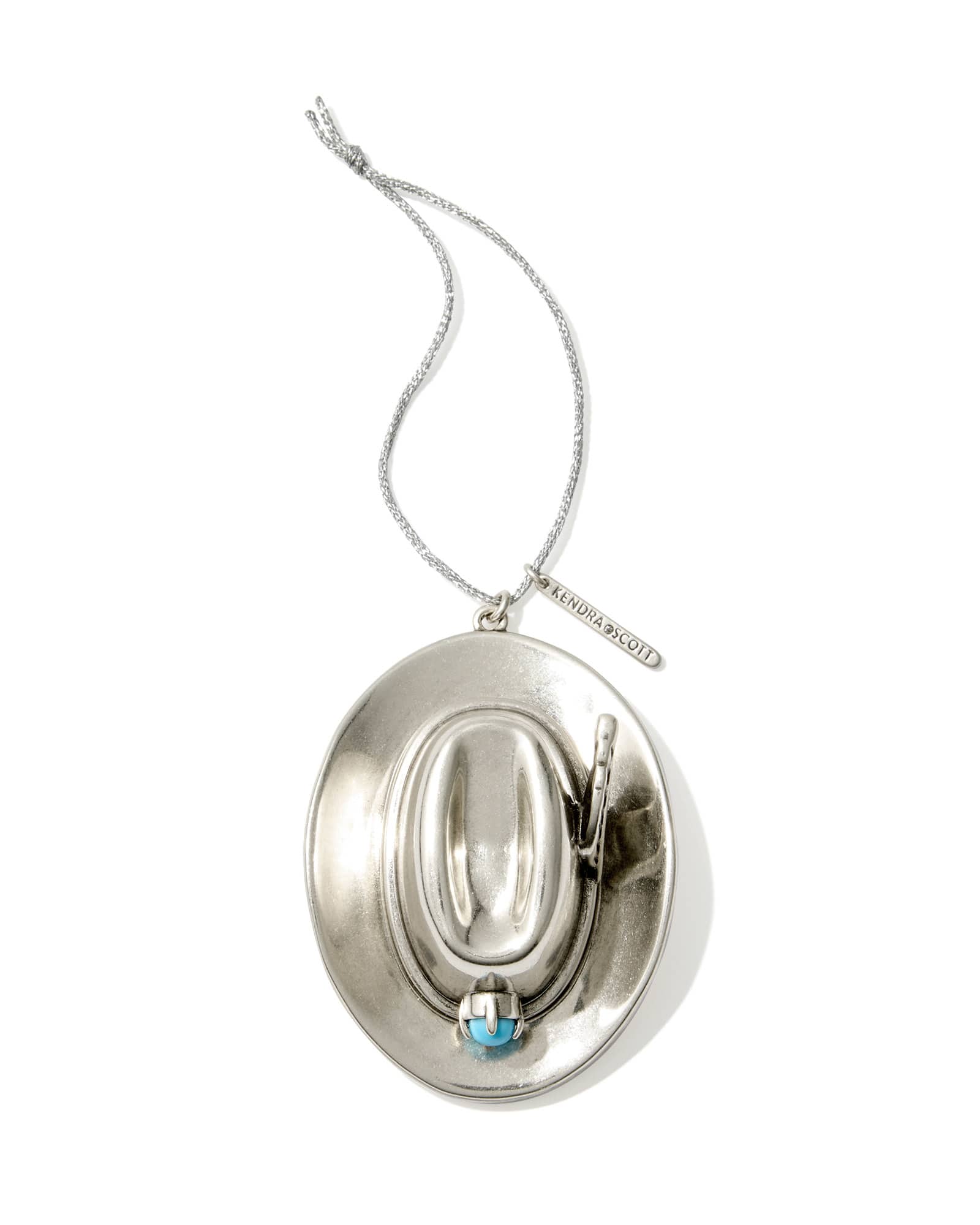 Cowboy Hat Ornament in Vintage Silver