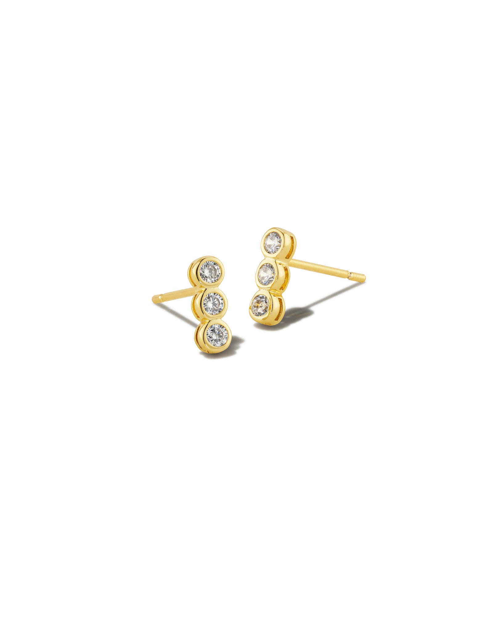 Carmen Gold Stud Earrings in White Crystal