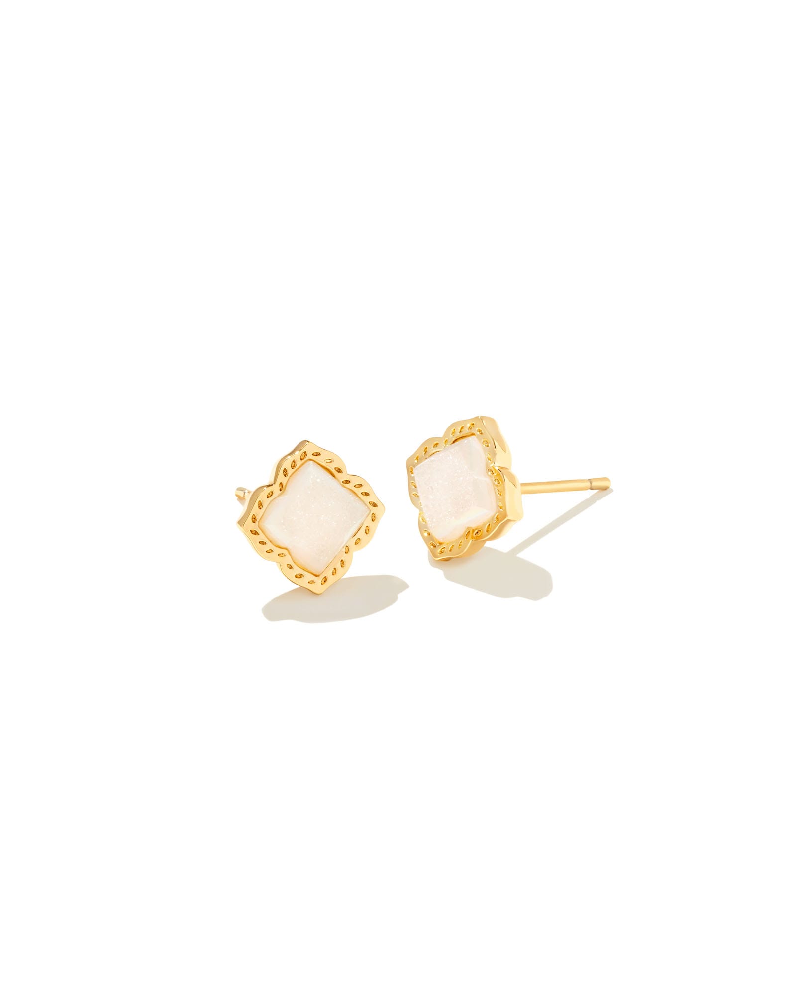 Mallory Gold Stud Earrings in Iridescent Drusy