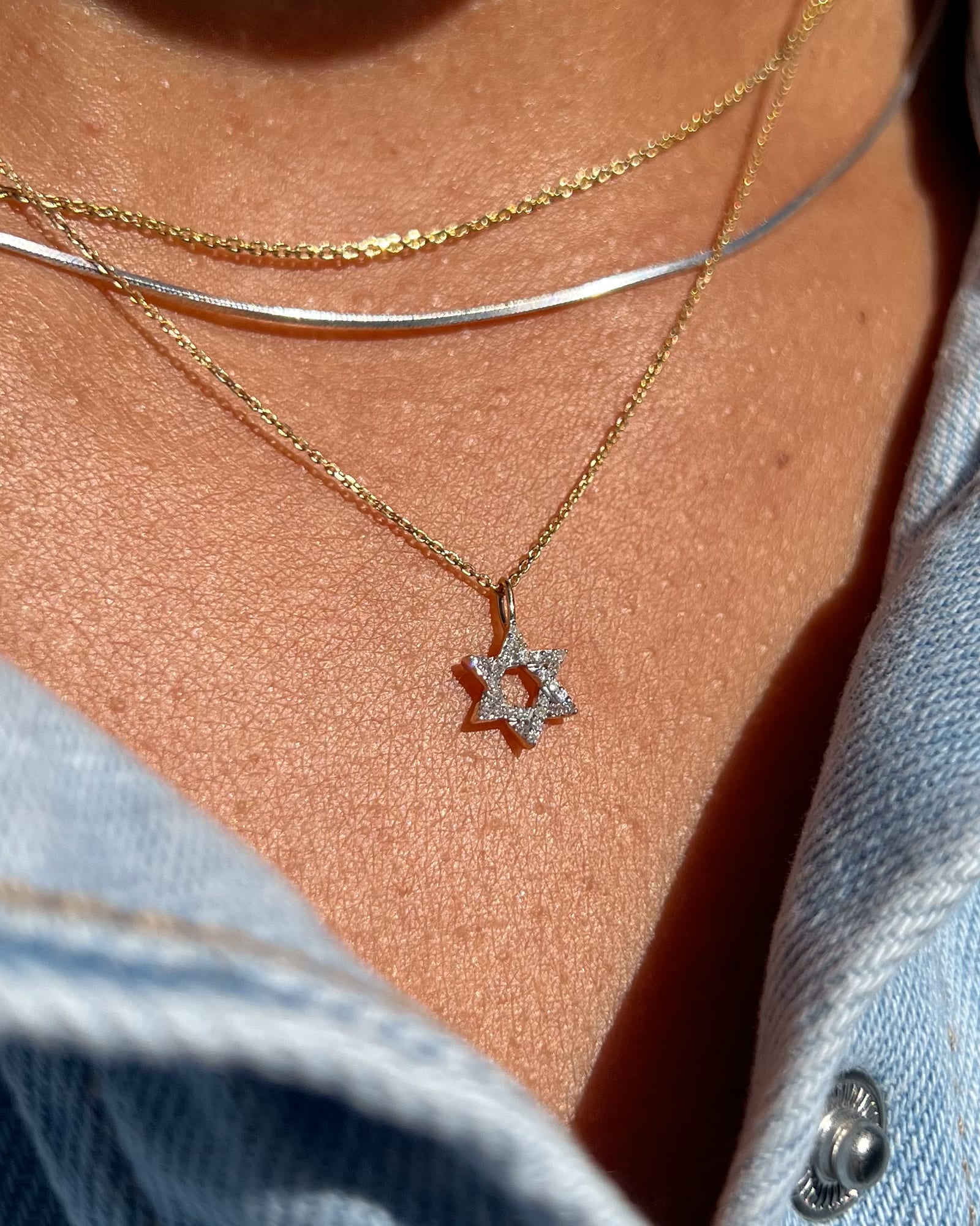 Deluxe 14K Gold Star of David Pendant Necklace, Jewish Jewelry