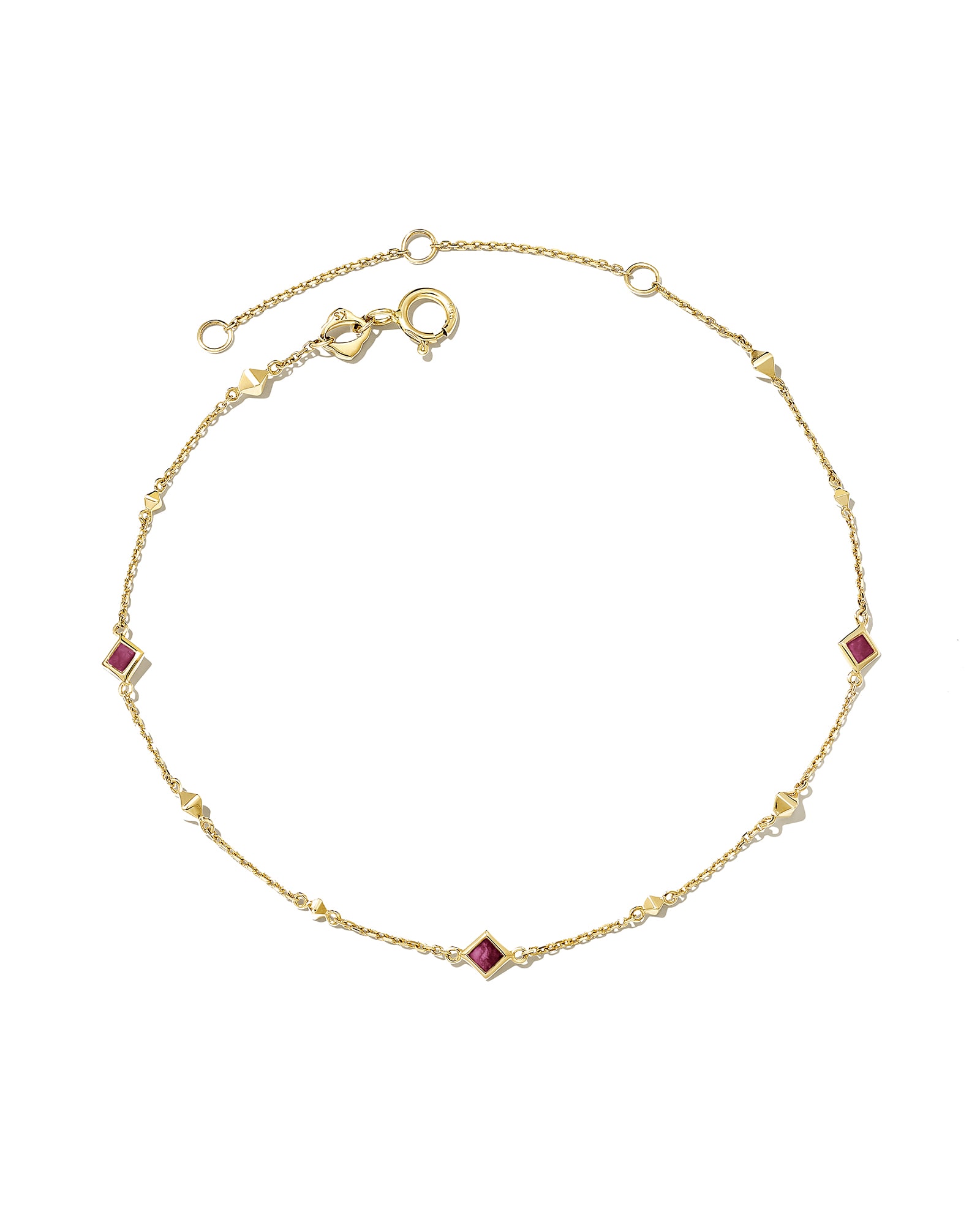 Michelle 14k Yellow Gold Delicate Chain Bracelet in Ruby