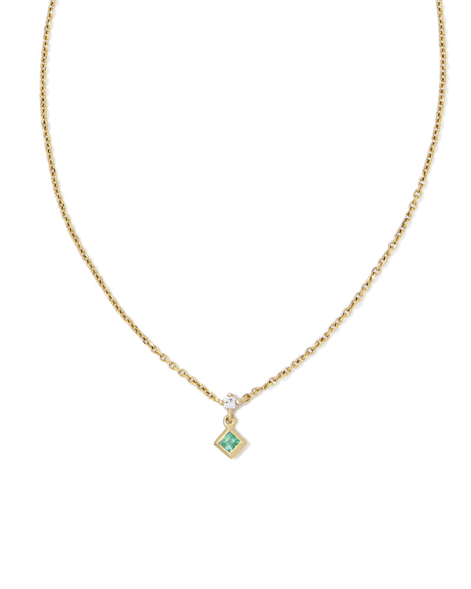 Michelle 14k Yellow Gold Diamond Accent Pendant Necklace in Emerald