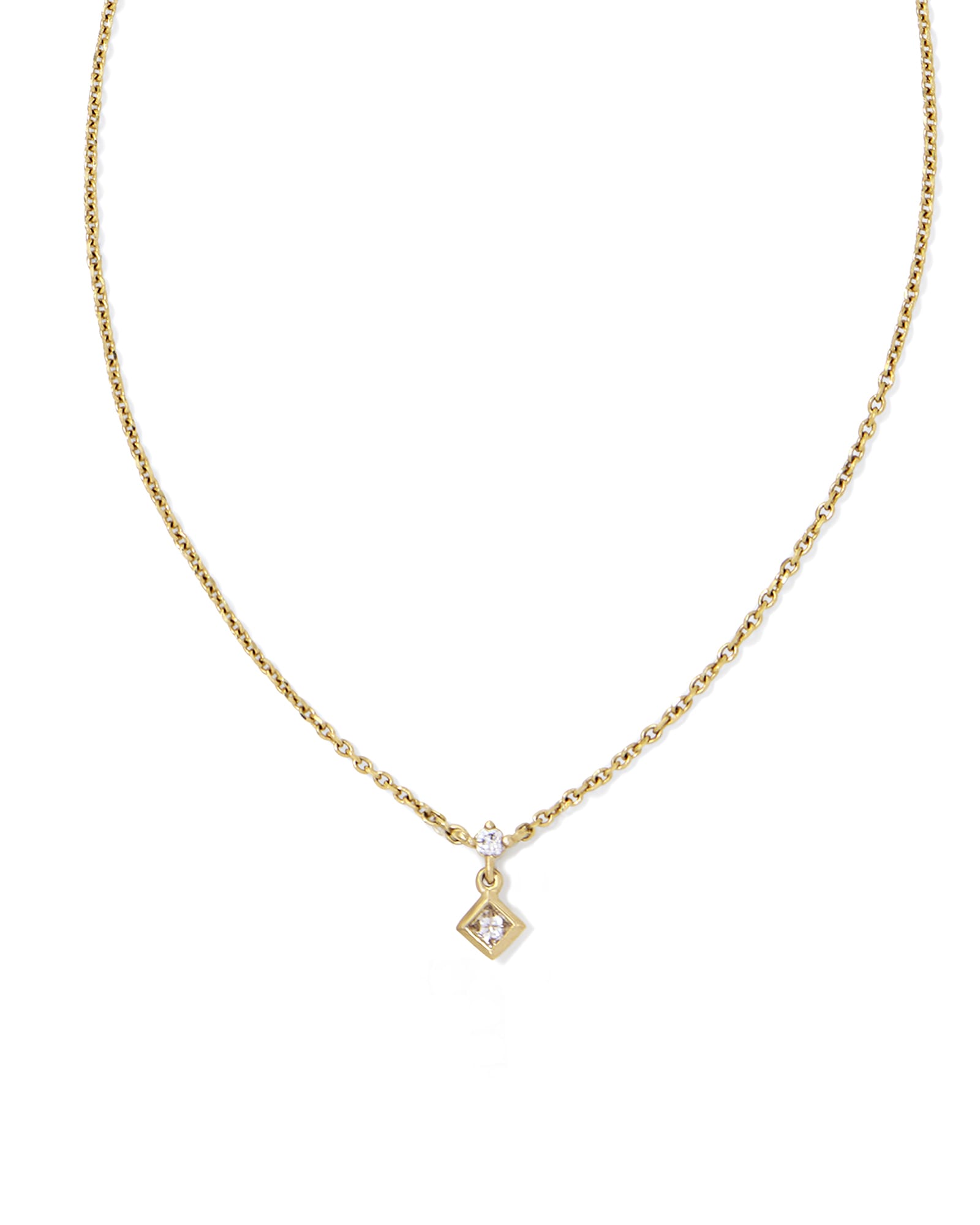 Michelle 14k Yellow Gold Diamond Accent Pendant Necklace in White Diamond