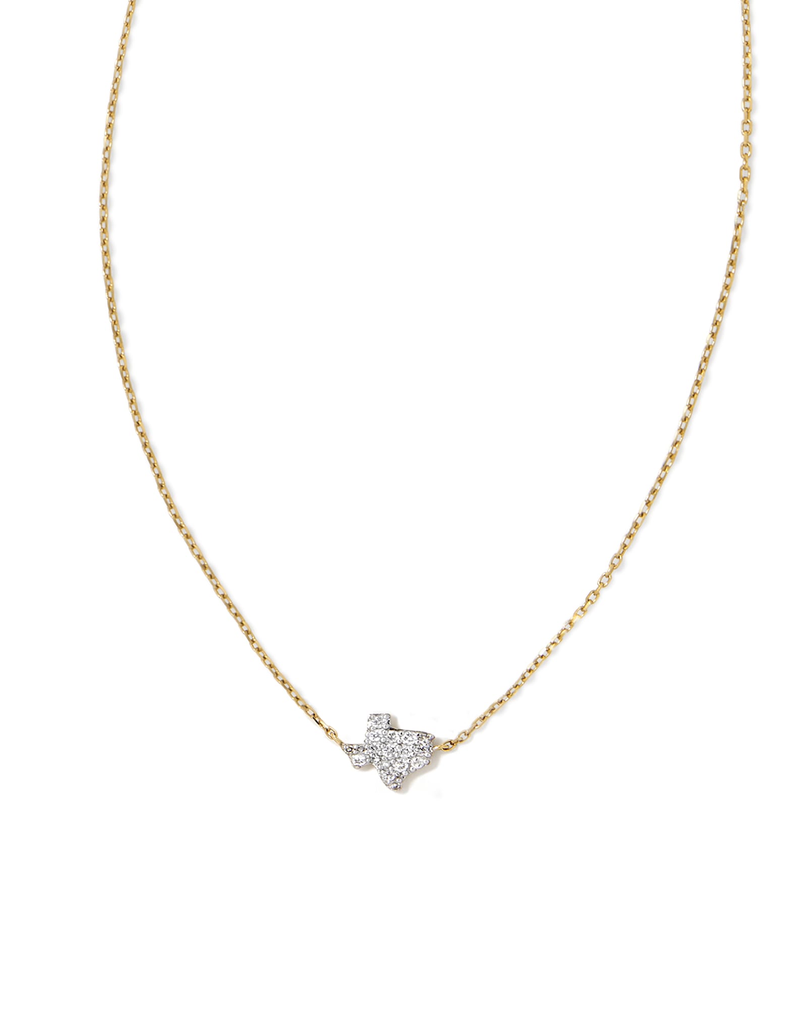 Tiny Texas 14k Yellow Gold Pendant Necklace in White Diamond