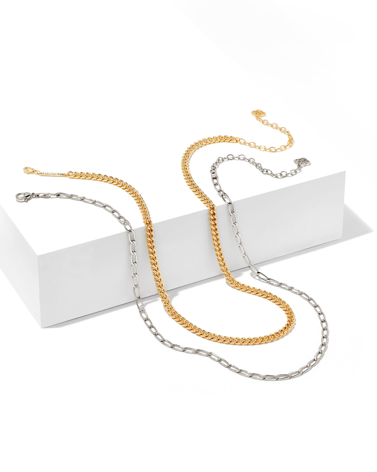 Set of 2 Chain Necklace Layering Set in Mixed Metal