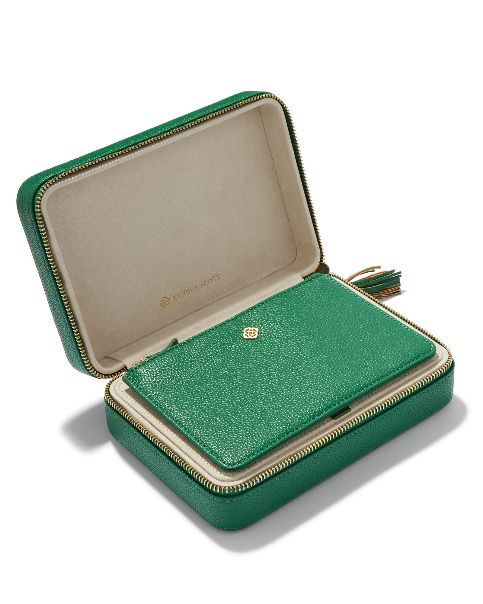 Medium Zip Jewelry Case in Green