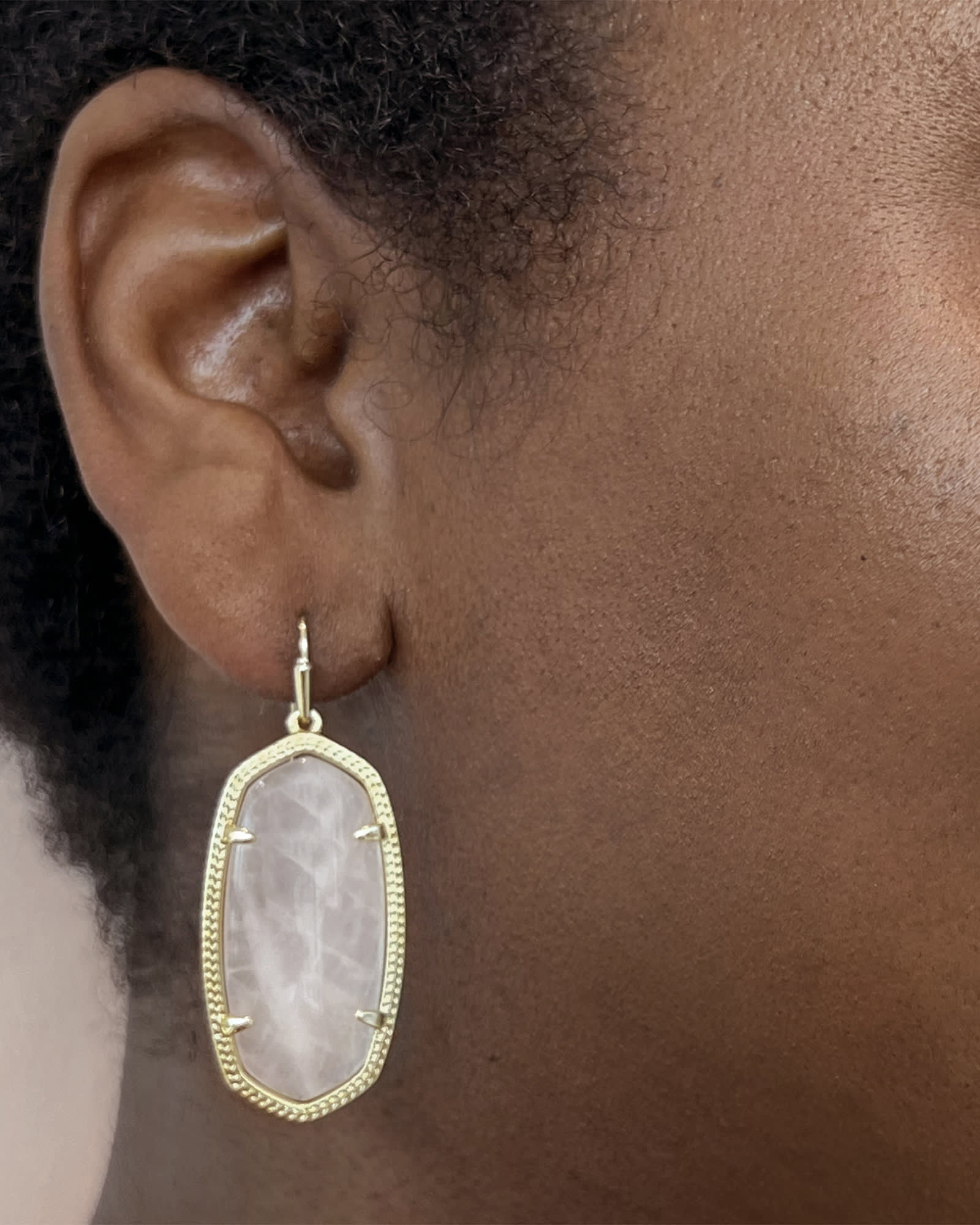 Elle Gold Drop Earrings in Rose Quartz