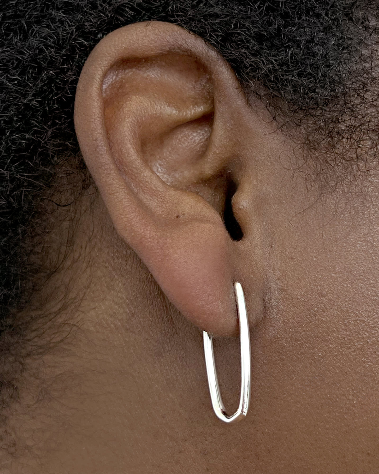 Ellen Elongated Hoop Earrings in Sterling Silver