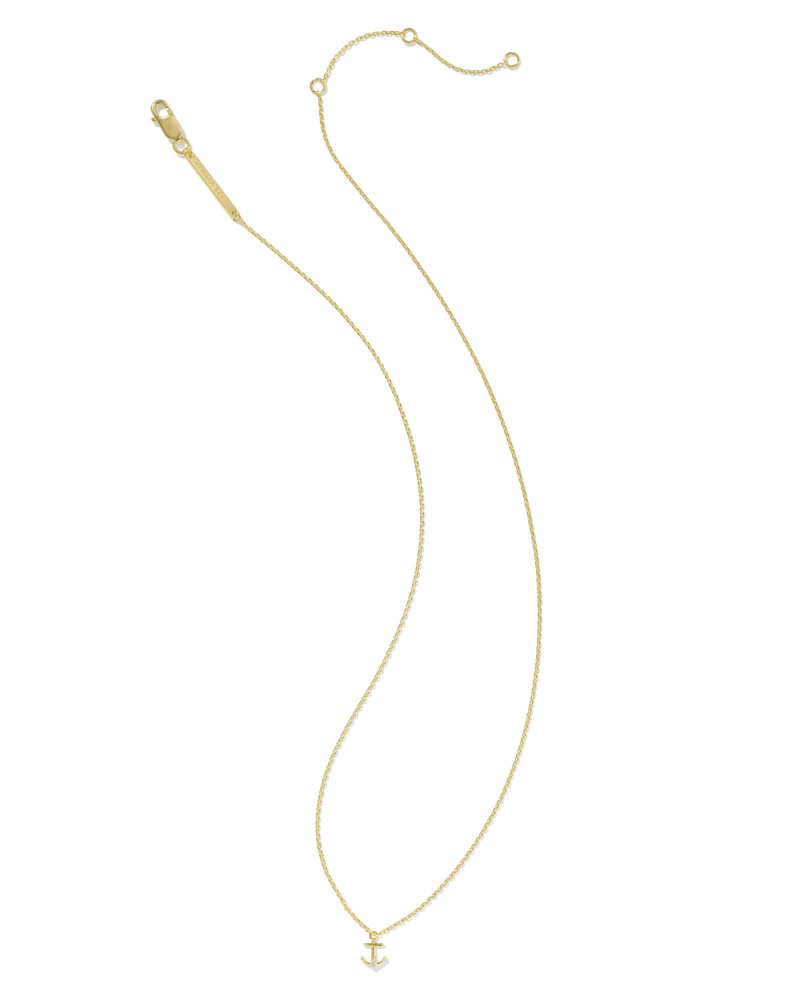 Tiny Anchor 18k Gold Vermeil Pendant Necklace in White Topaz