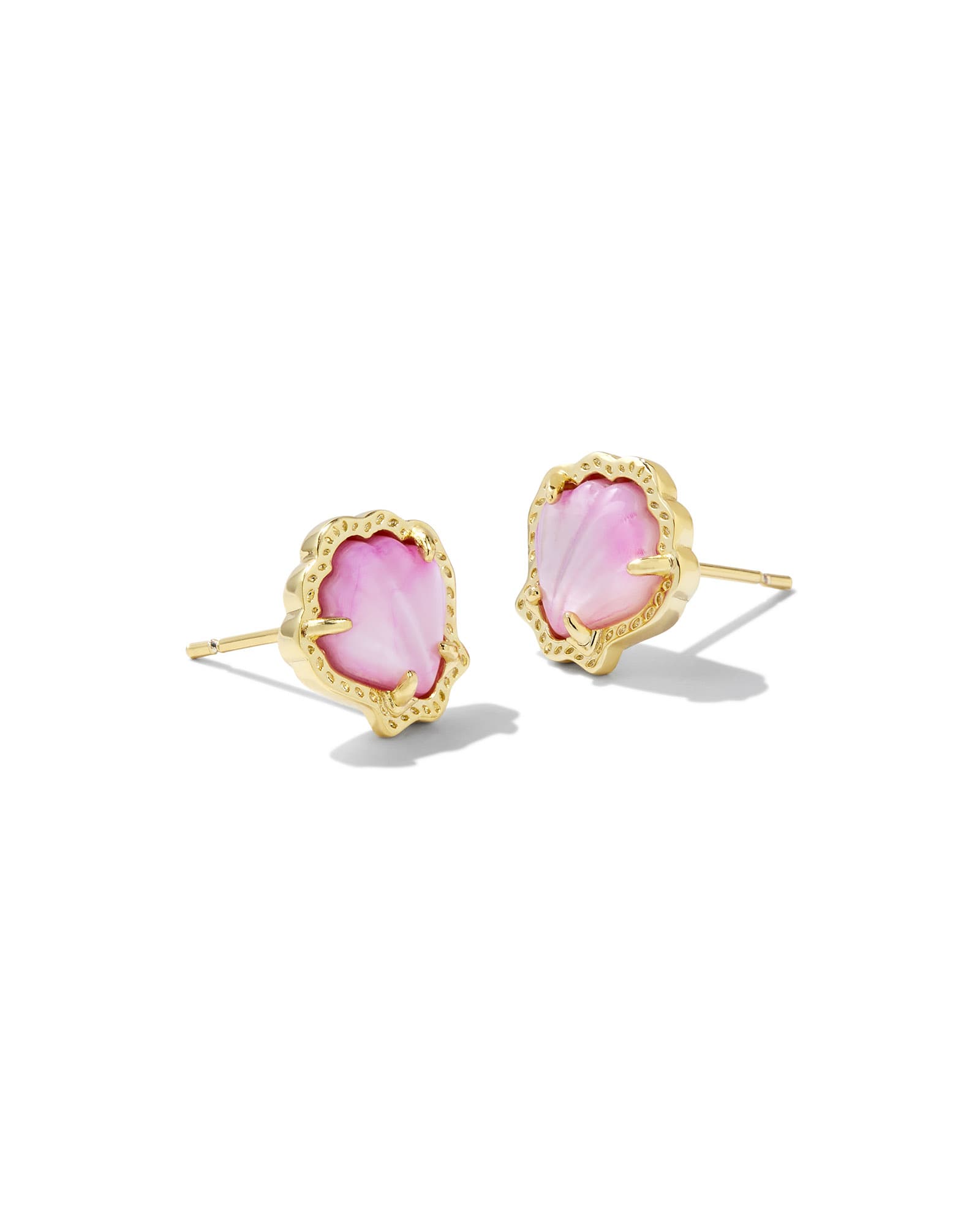 Boucles D'oreilles Mode – Coquillage Rose, Orange Et Doré – NEUVES Sans Emballage