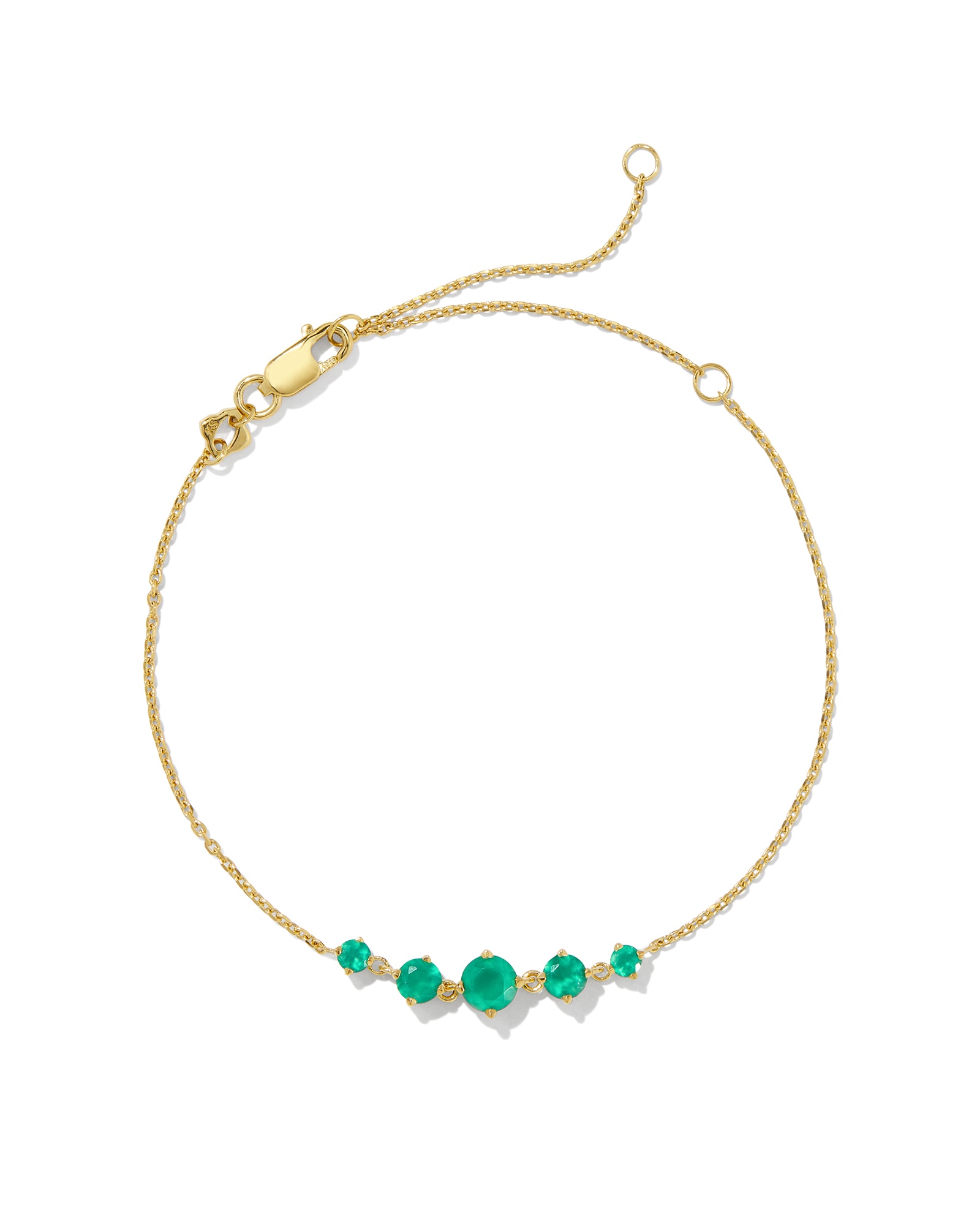 Blakely 18k Gold Vermeil Delicate Chain Bracelet in Green Onyx