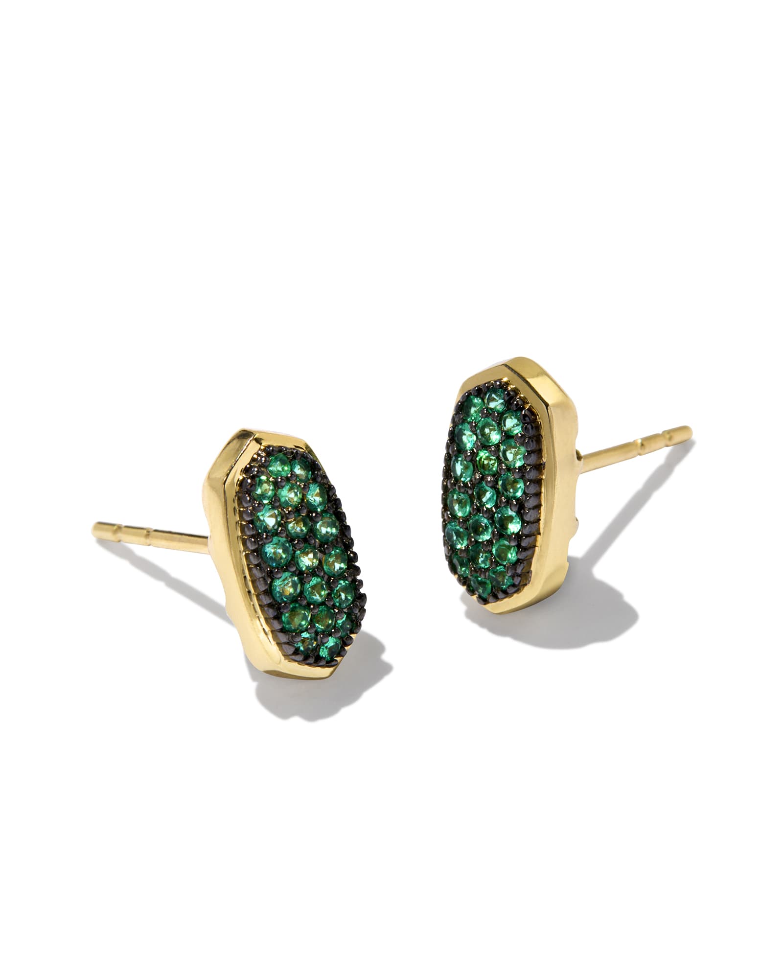 Amelee 14k Yellow Gold Stud Earrings in Emerald