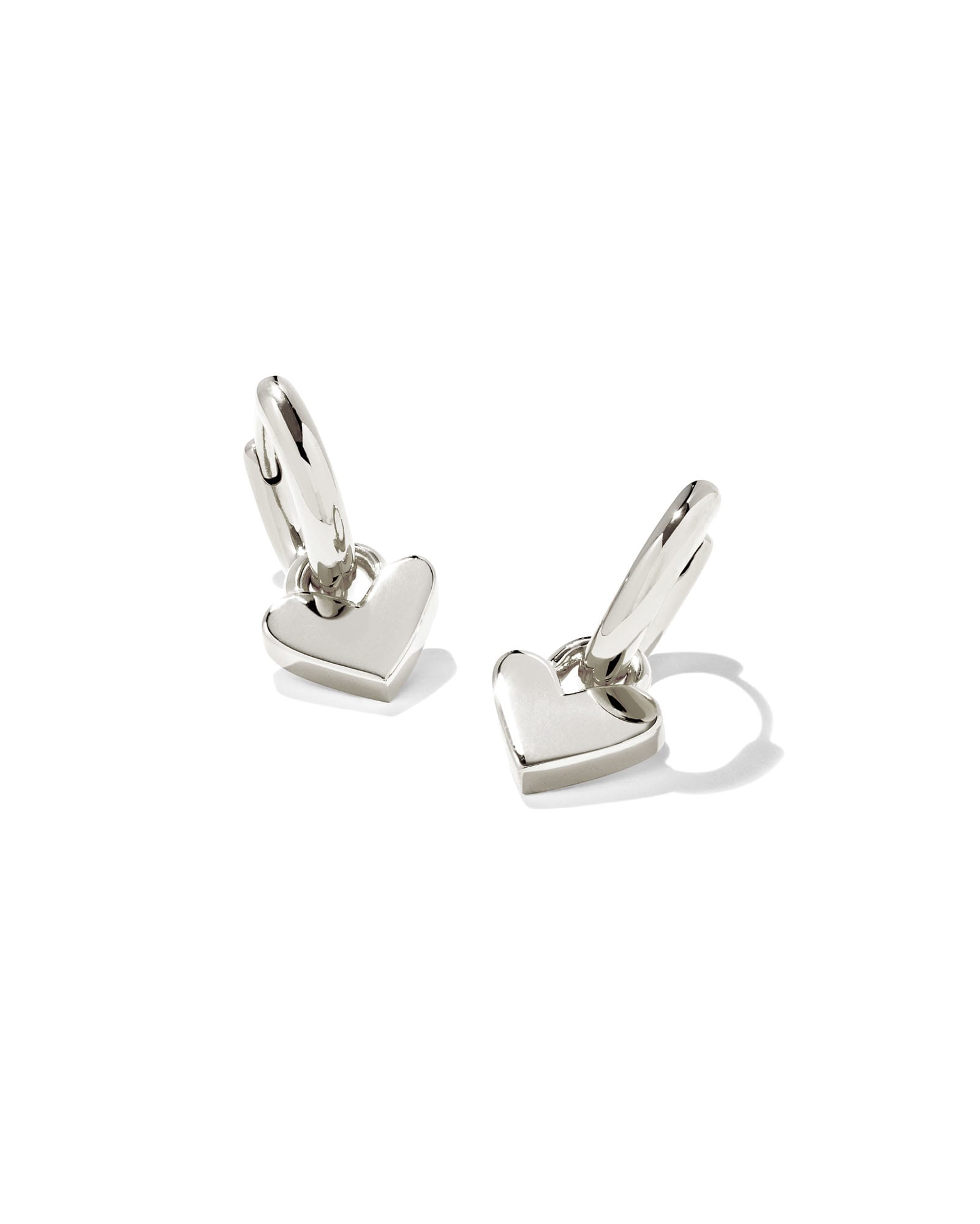 Heart Padlock Huggie Earrings in Sterling Silver