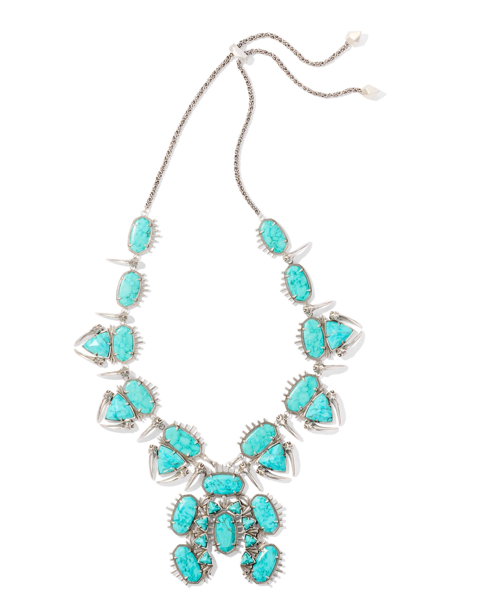 Odessa Vintage Silver Statement Necklace in Variegated Turquoise Magnesite