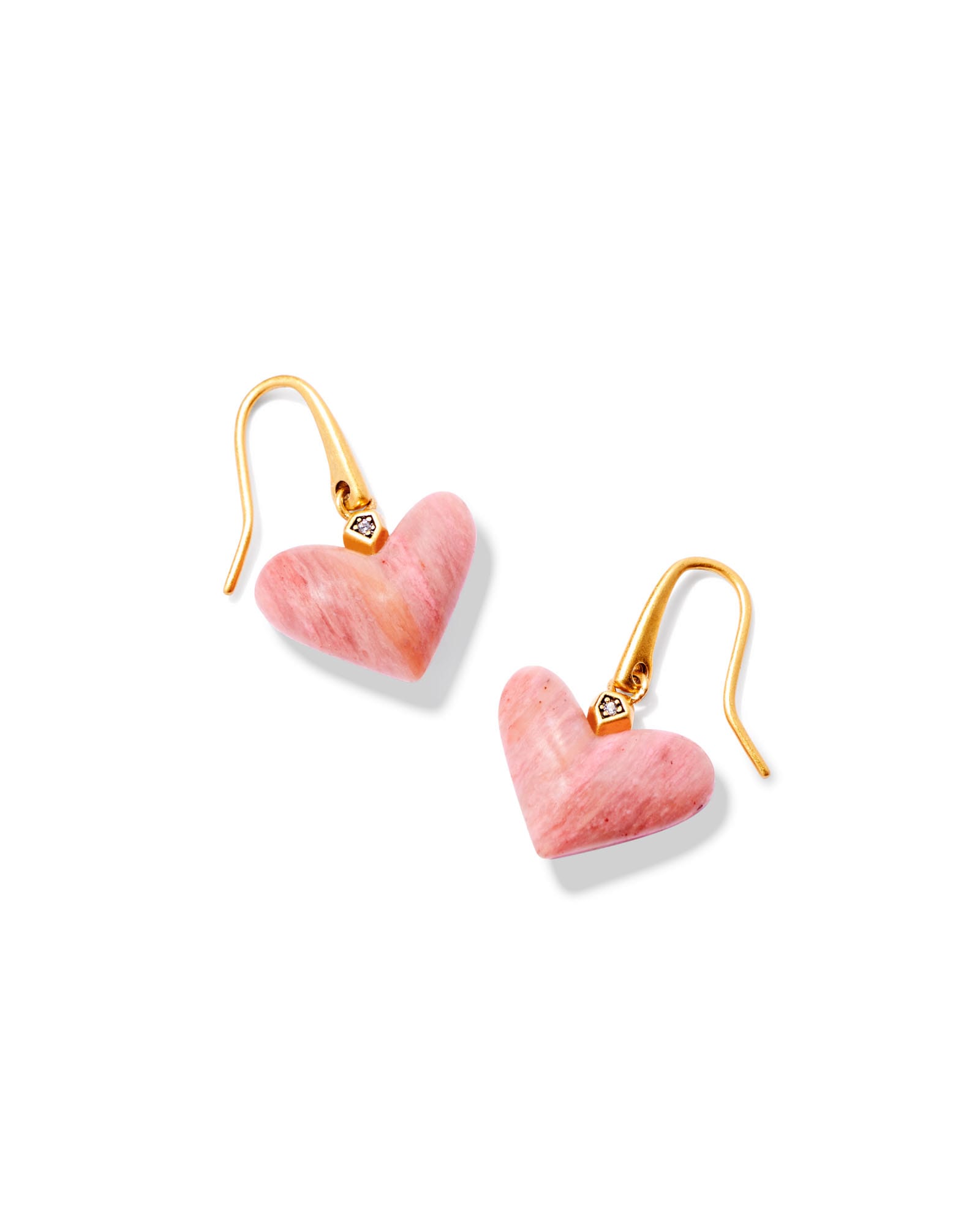 Poppy Vintage Gold Drop Earrings in Blush Pink Quartzite