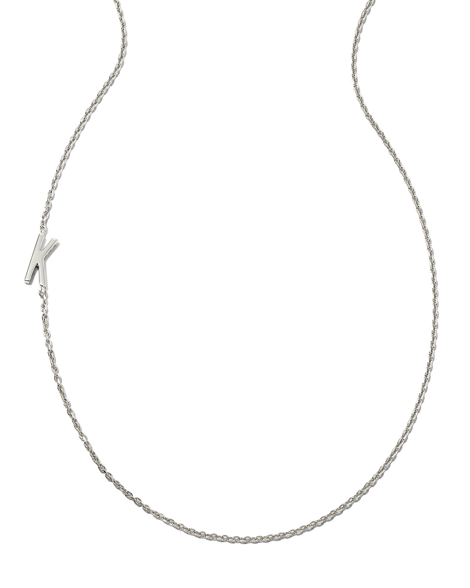 Letter T Inline Initial Necklace in Sterling Silver | Kendra