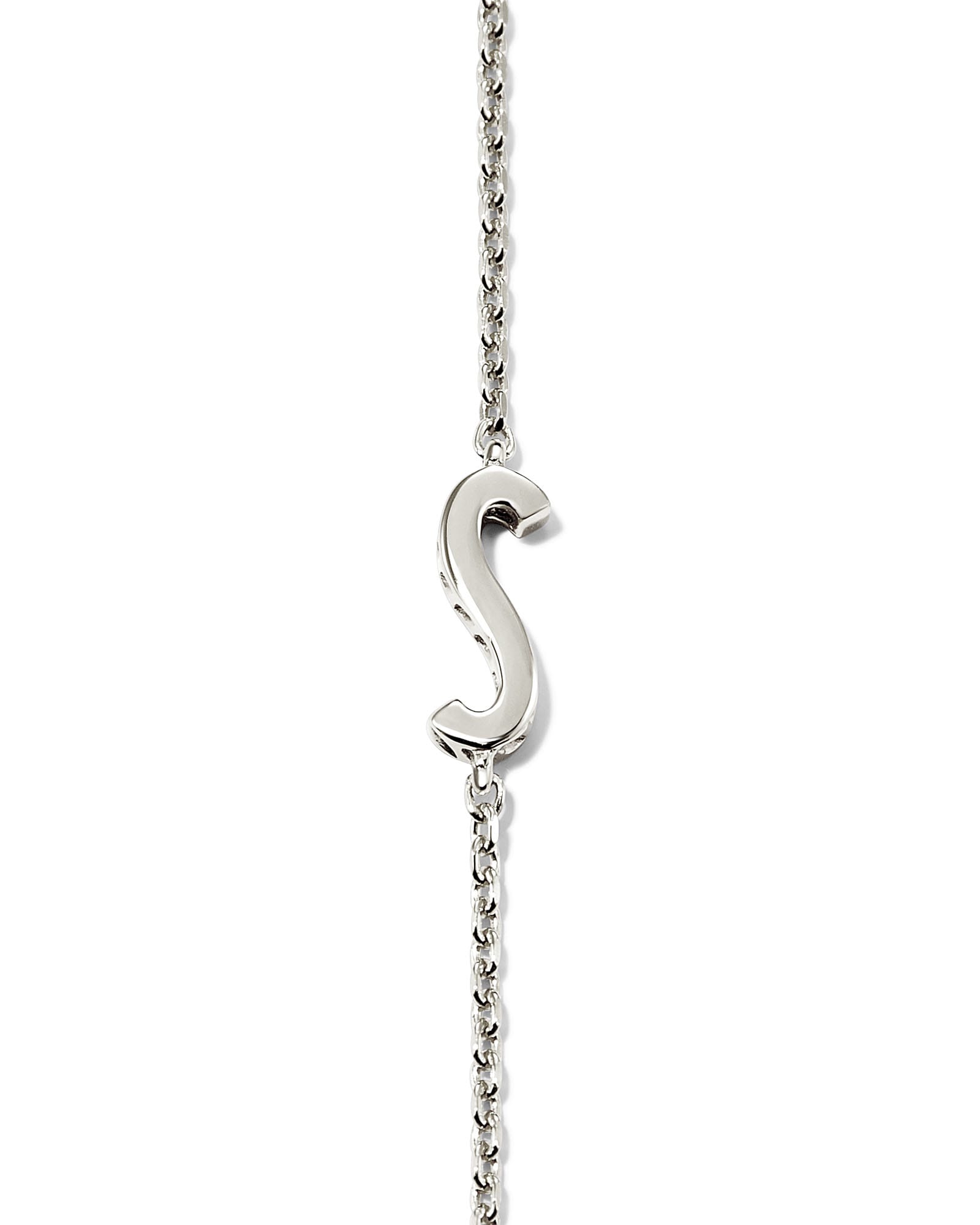 Letter A Inline Initial Necklace in Sterling Silver