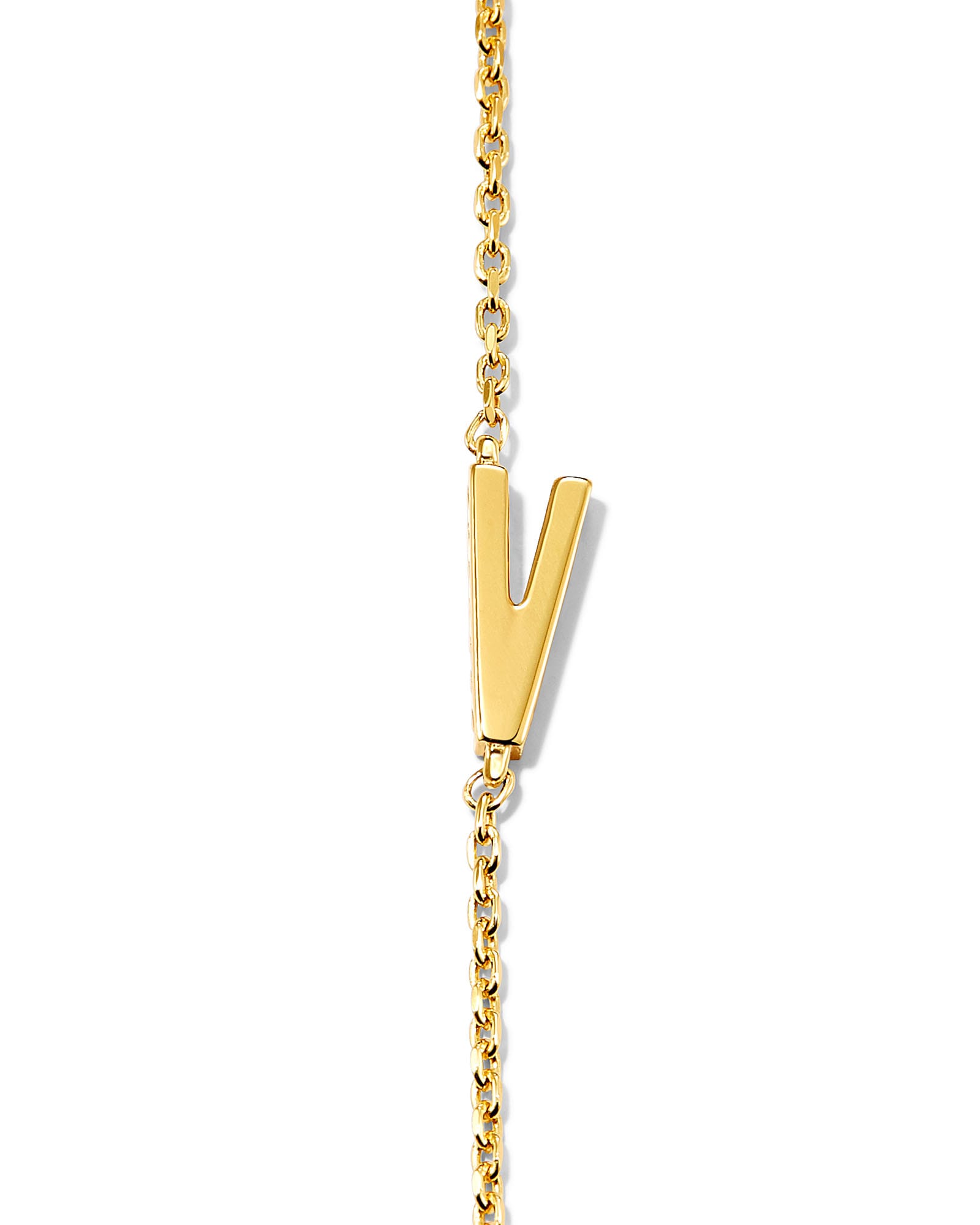 14k Solid Yellow Gold Large Letter Initial V Necklace, Letter V