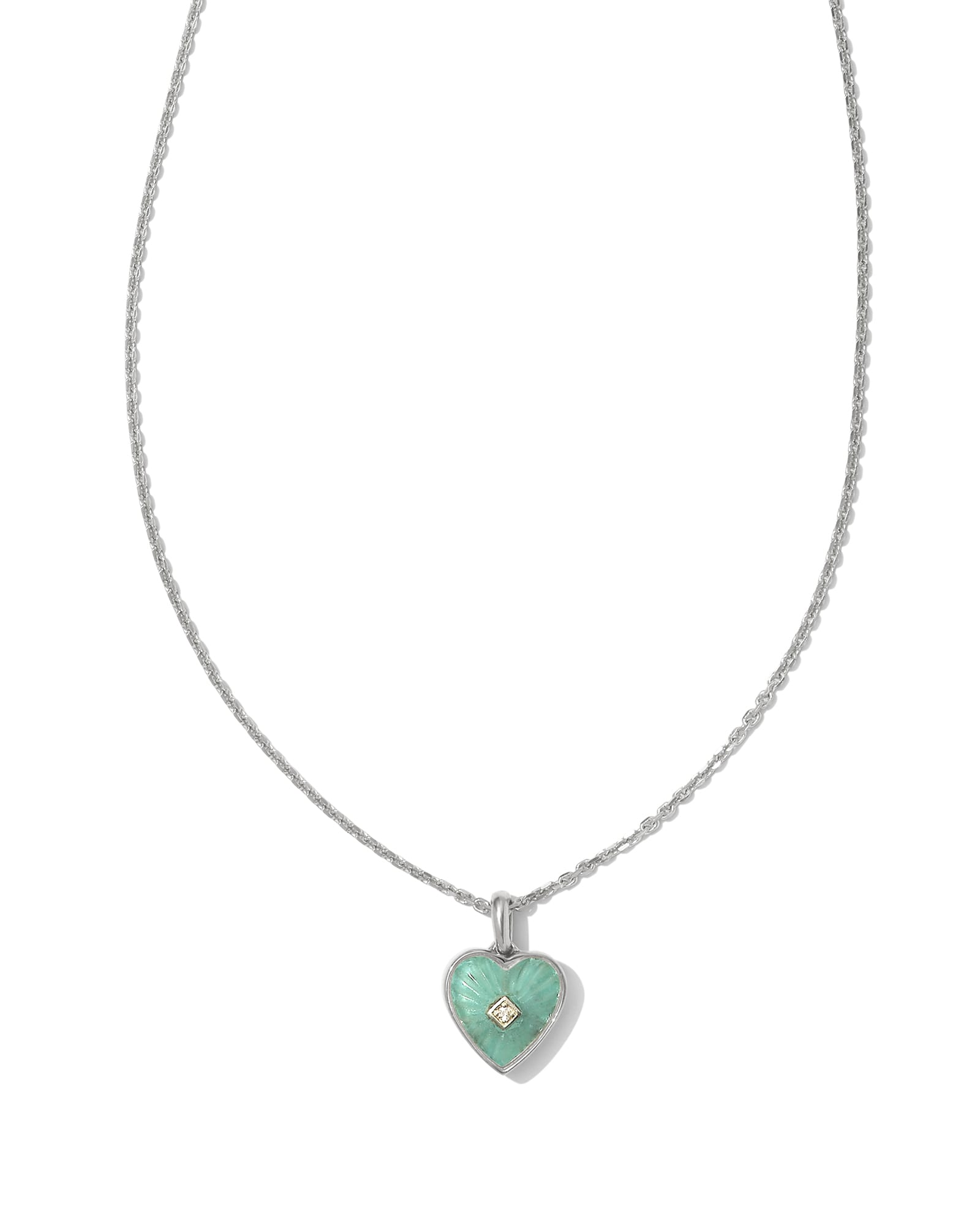 Adalynn Sterling Silver Heart Pendant Necklace in Turquoise