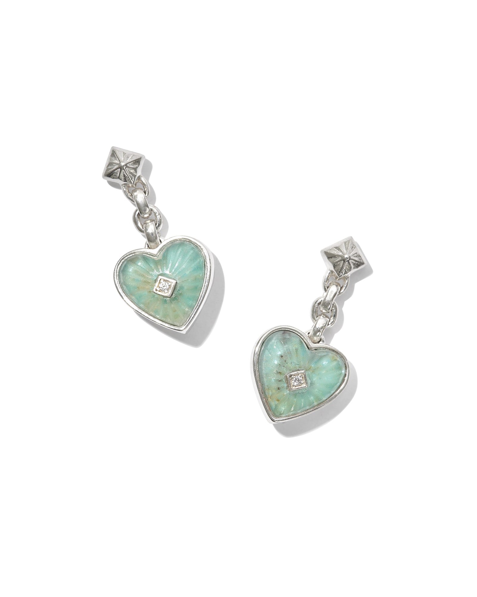 Adalynn Sterling Silver Heart Drop Earrings in Turquoise