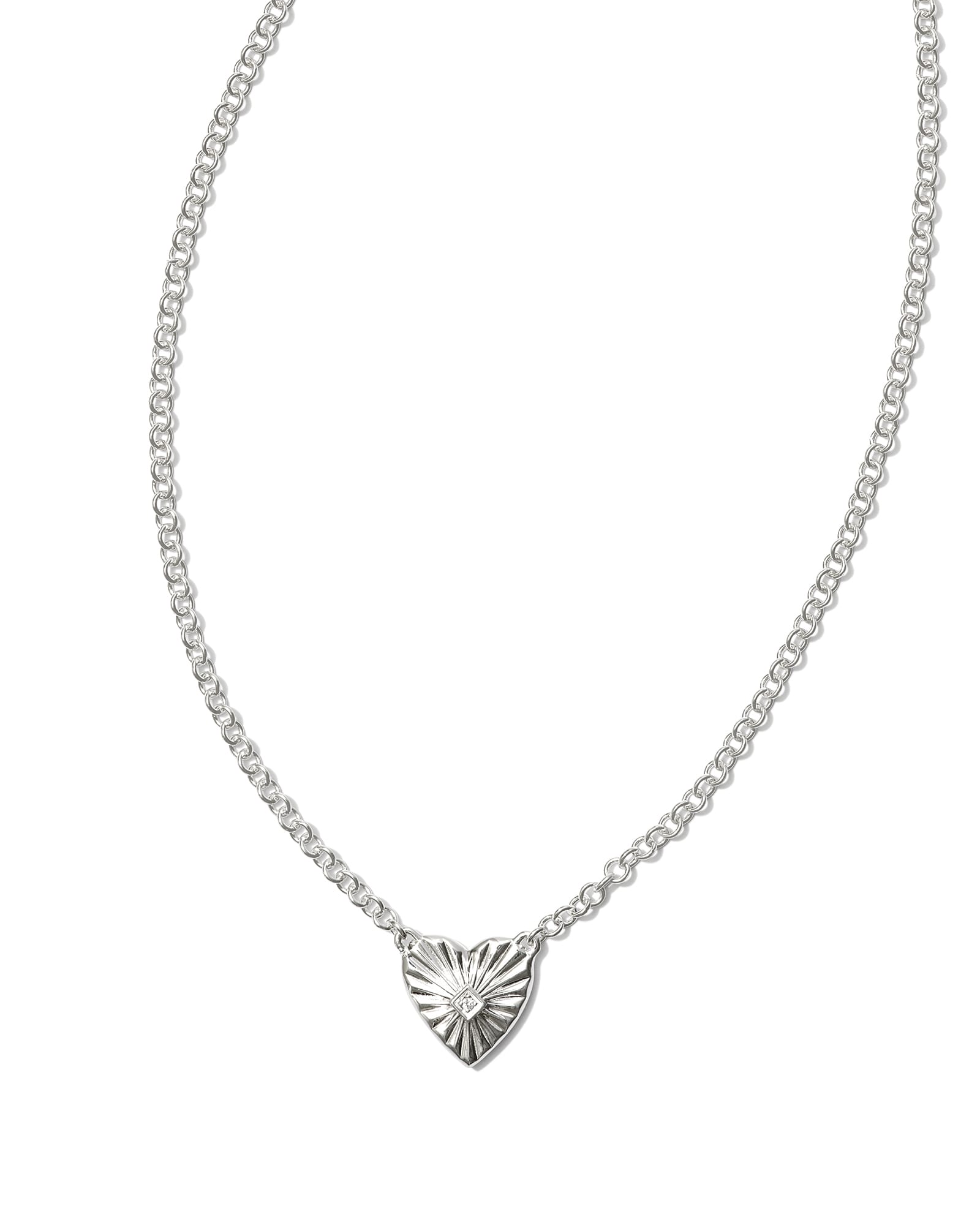 Maia Sterling Silver Heartburst Pendant Necklace in White Sapphire