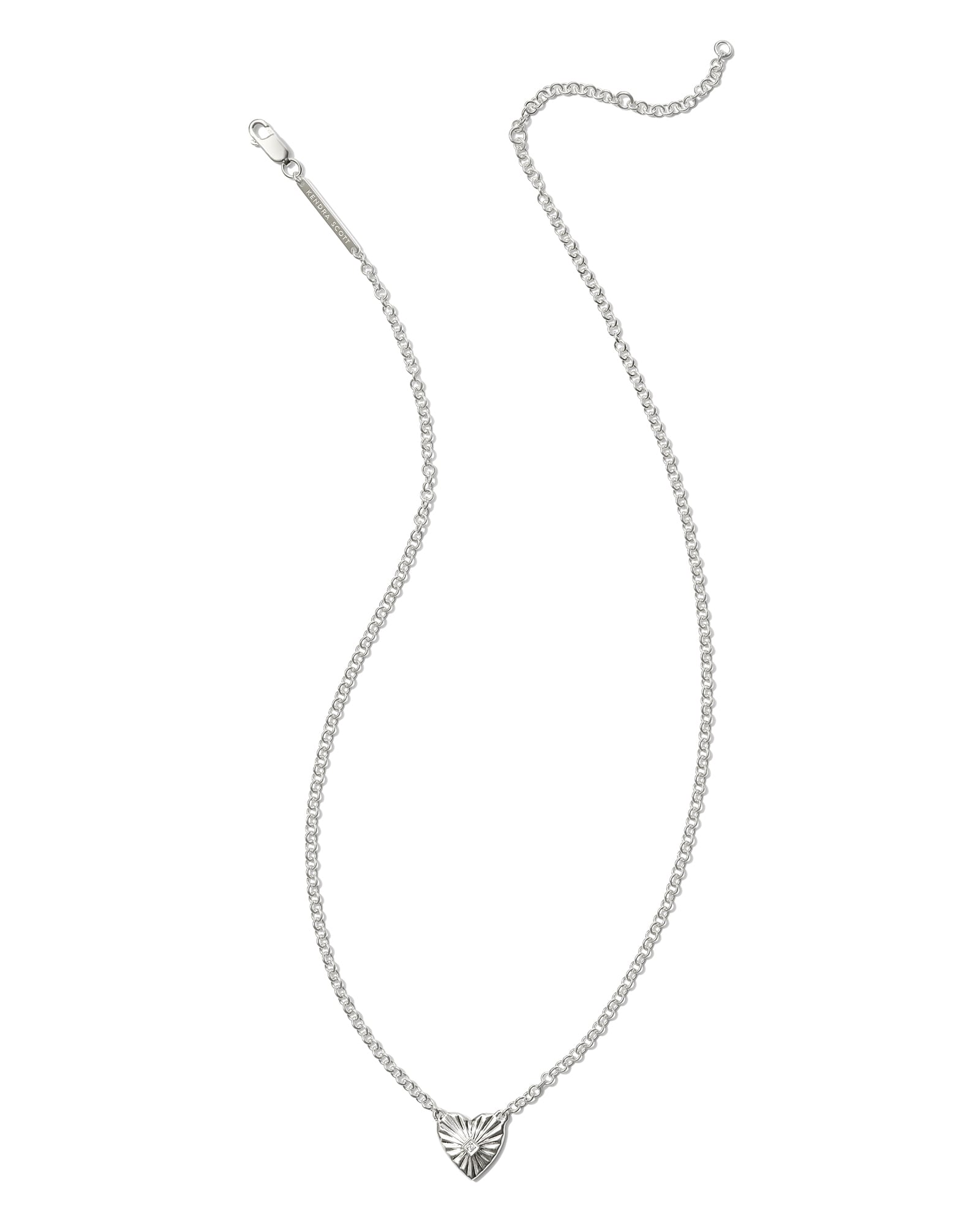 Maia Sterling Silver Heartburst Pendant Necklace in White Sapphire