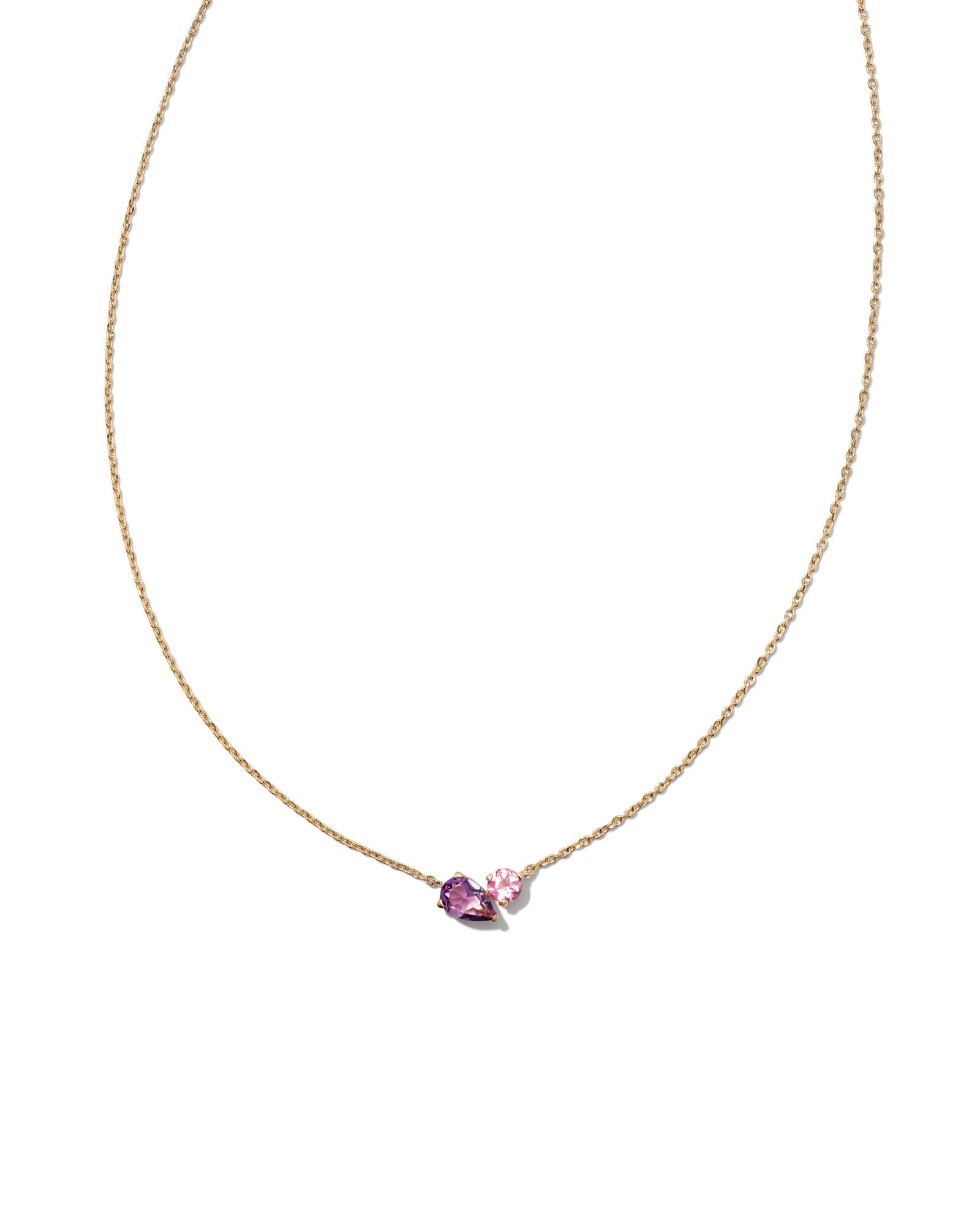Toi et Moi 14k Yellow Gold Pendant Necklace in Light Pink Sapphire and Pink Tourmaline