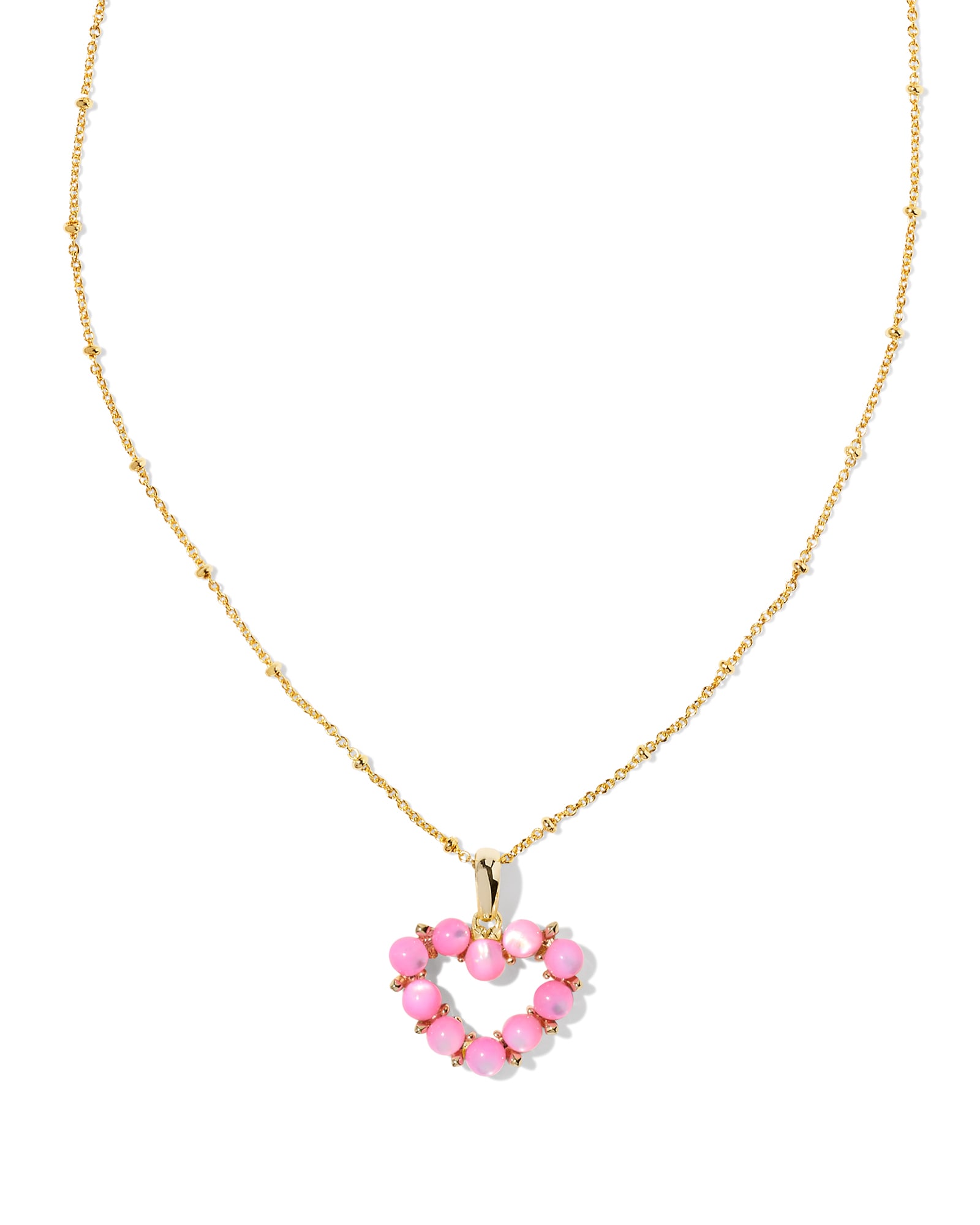 Ashton Gold Heart Short Pendant Necklace in Blush Ivory Mother-of