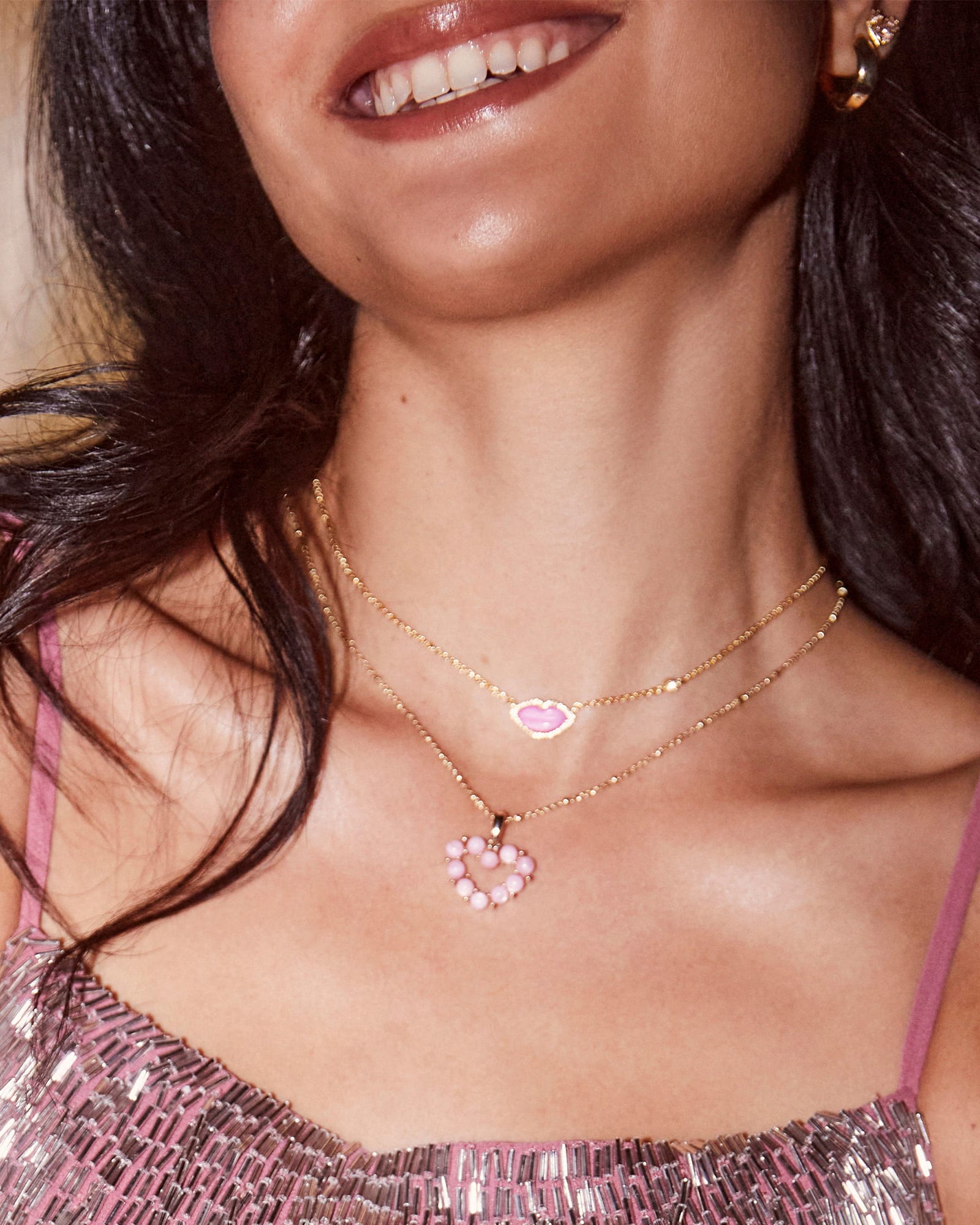 Ashton Gold Heart Short Pendant Necklace Red Glass