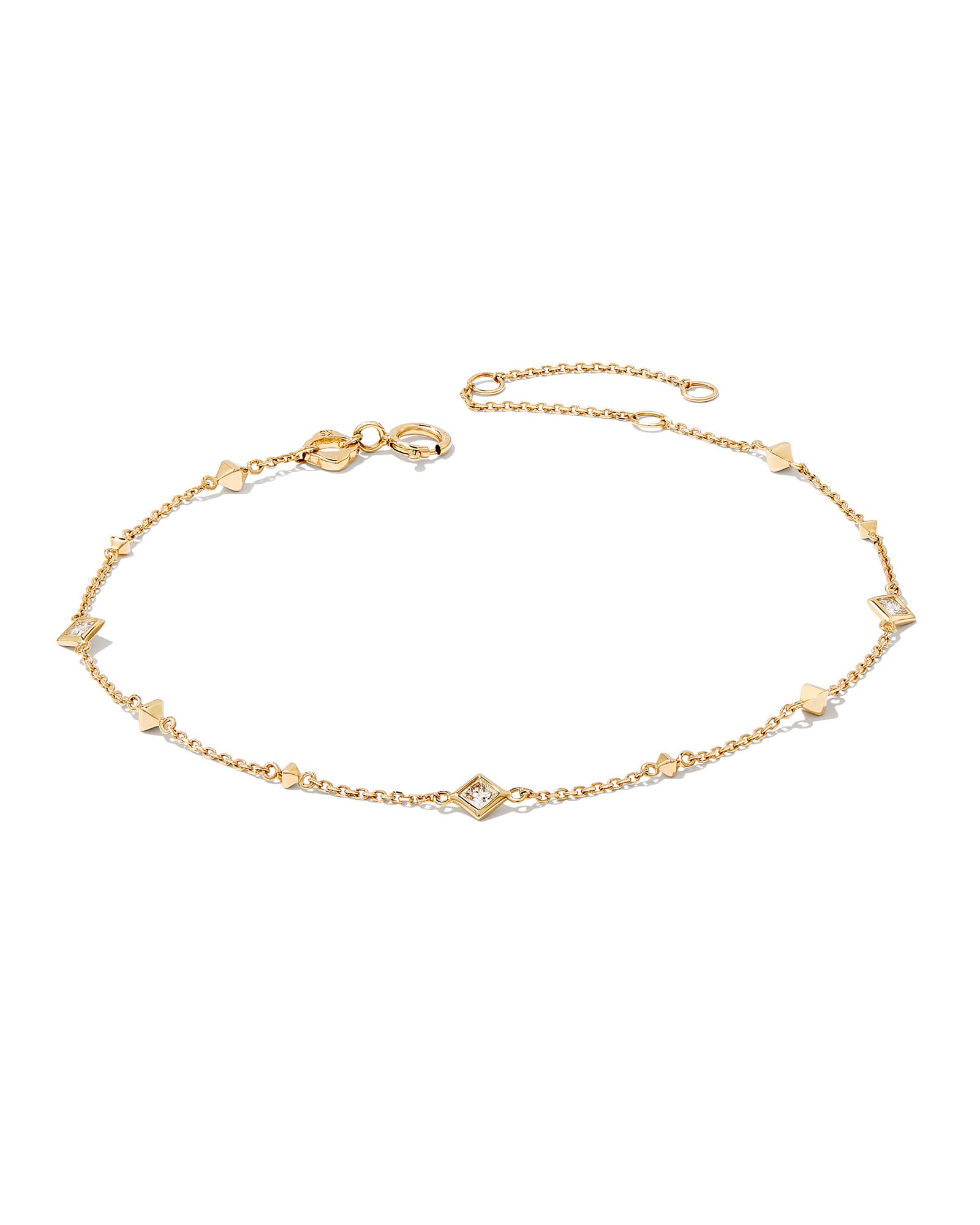 Michelle 14k Yellow Gold Delicate Bracelet in White Diamond