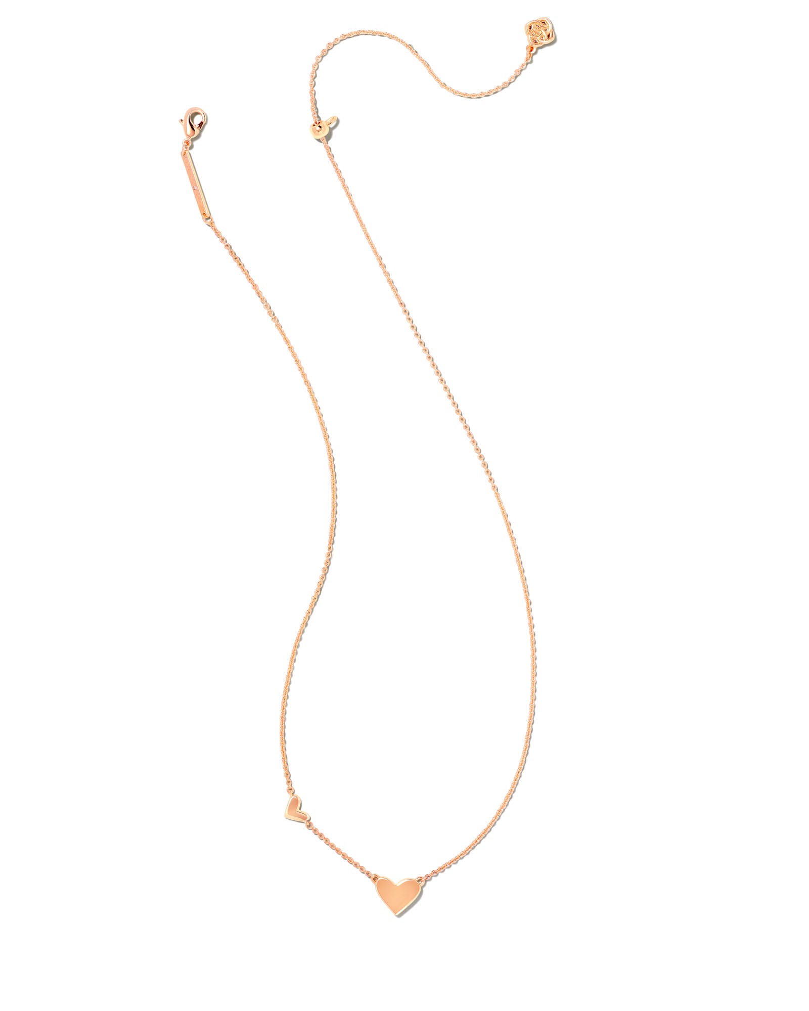 Double Heart Pendant Necklace in Rose Gold